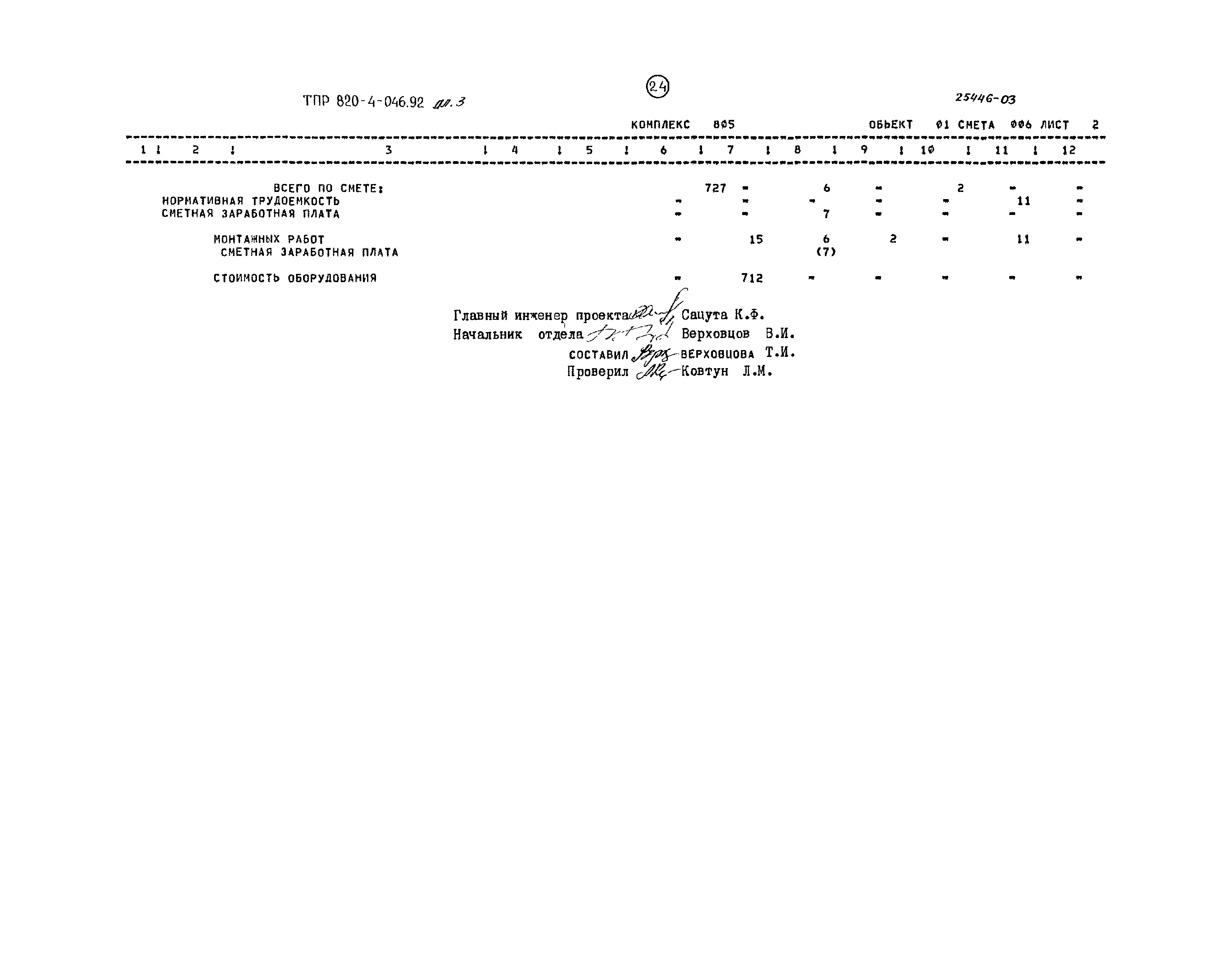 Типовые проектные решения 820-4-046.92