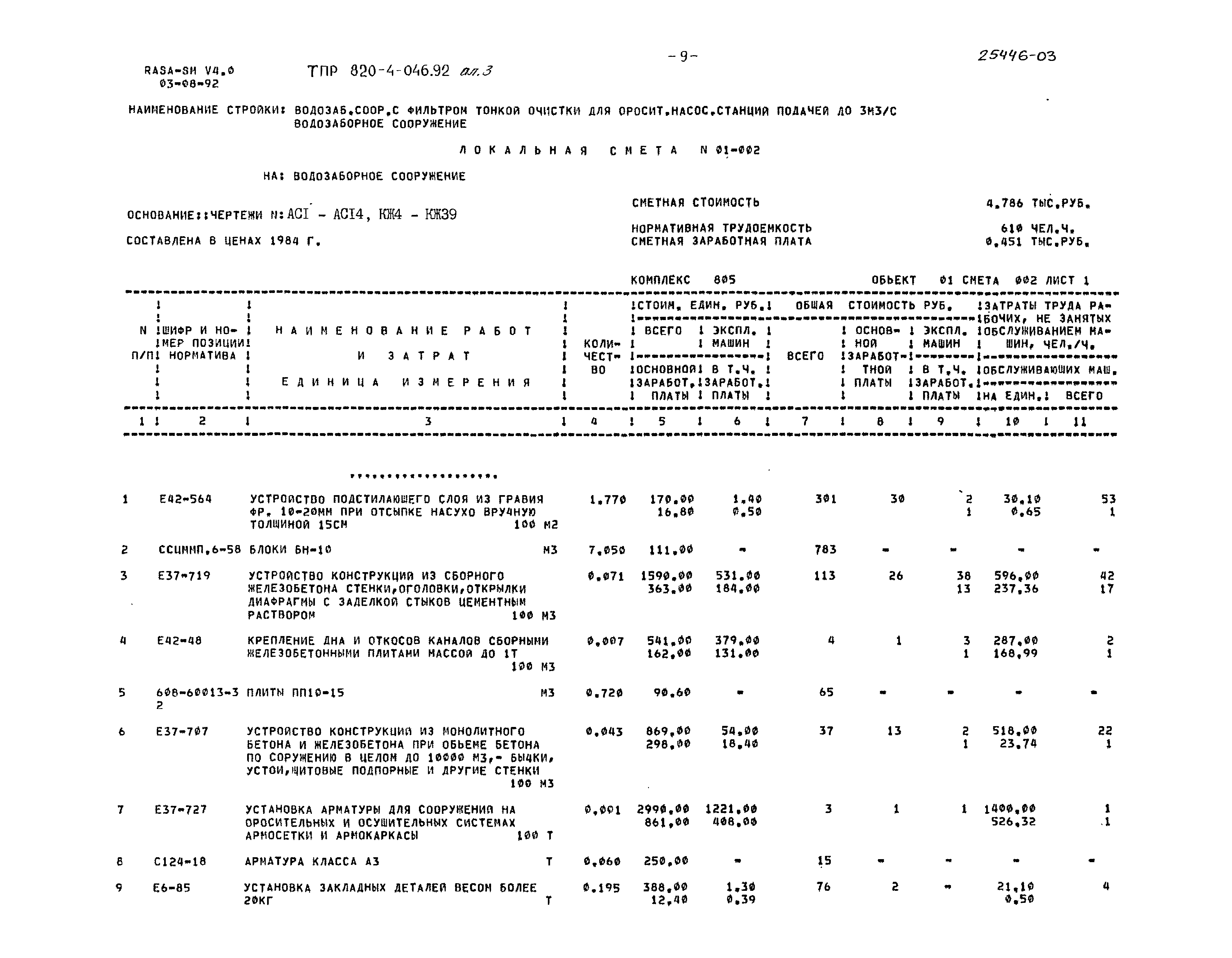 Типовые проектные решения 820-4-046.92