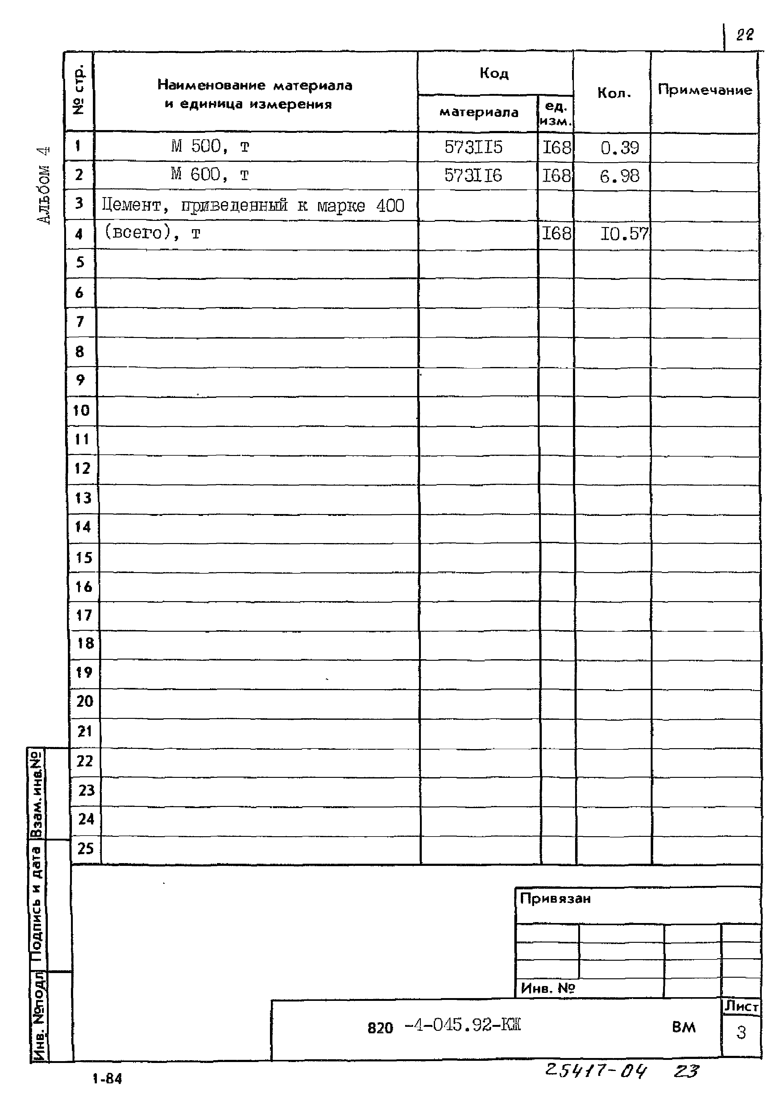 Типовые проектные решения 820-4-045.92