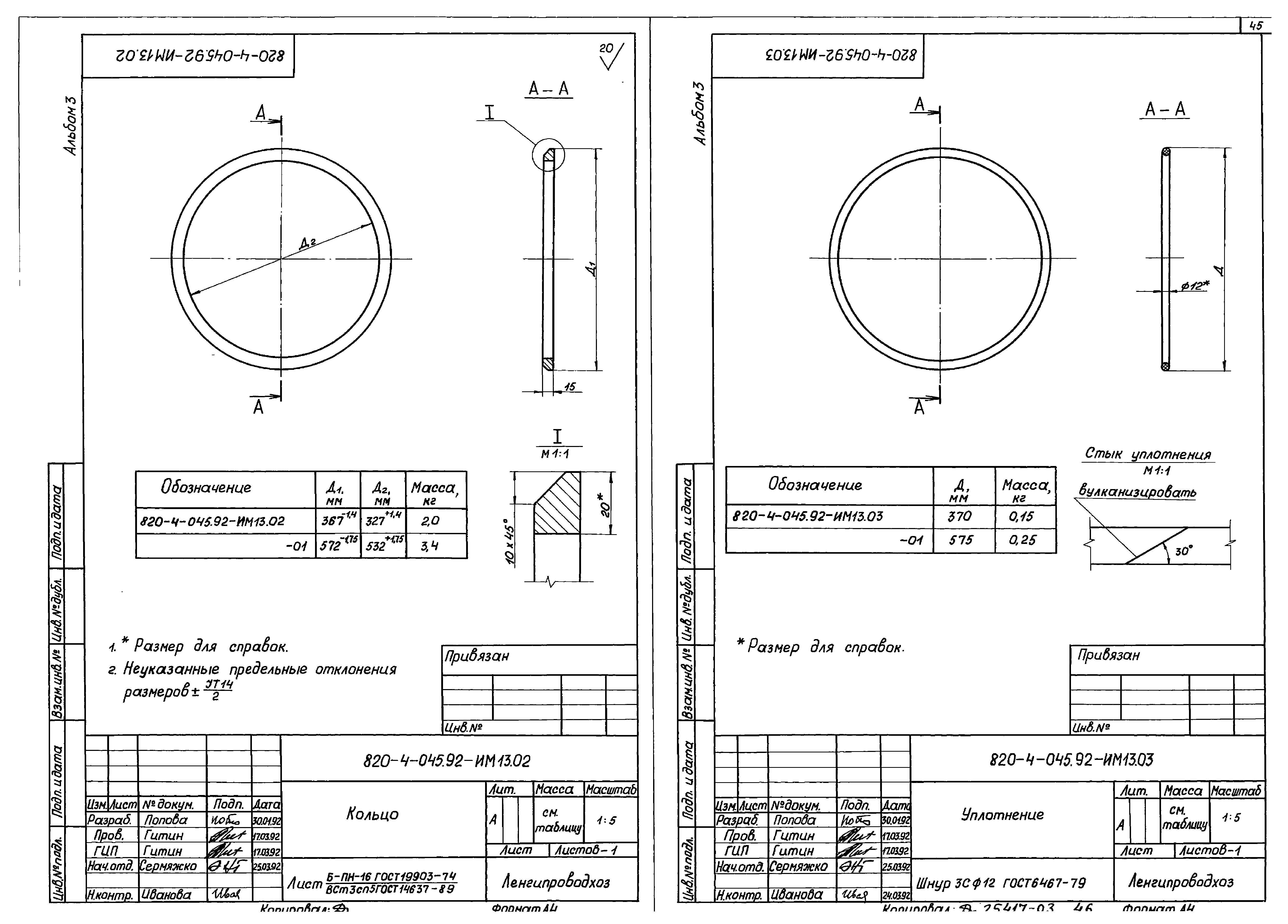 Типовые проектные решения 820-4-045.92