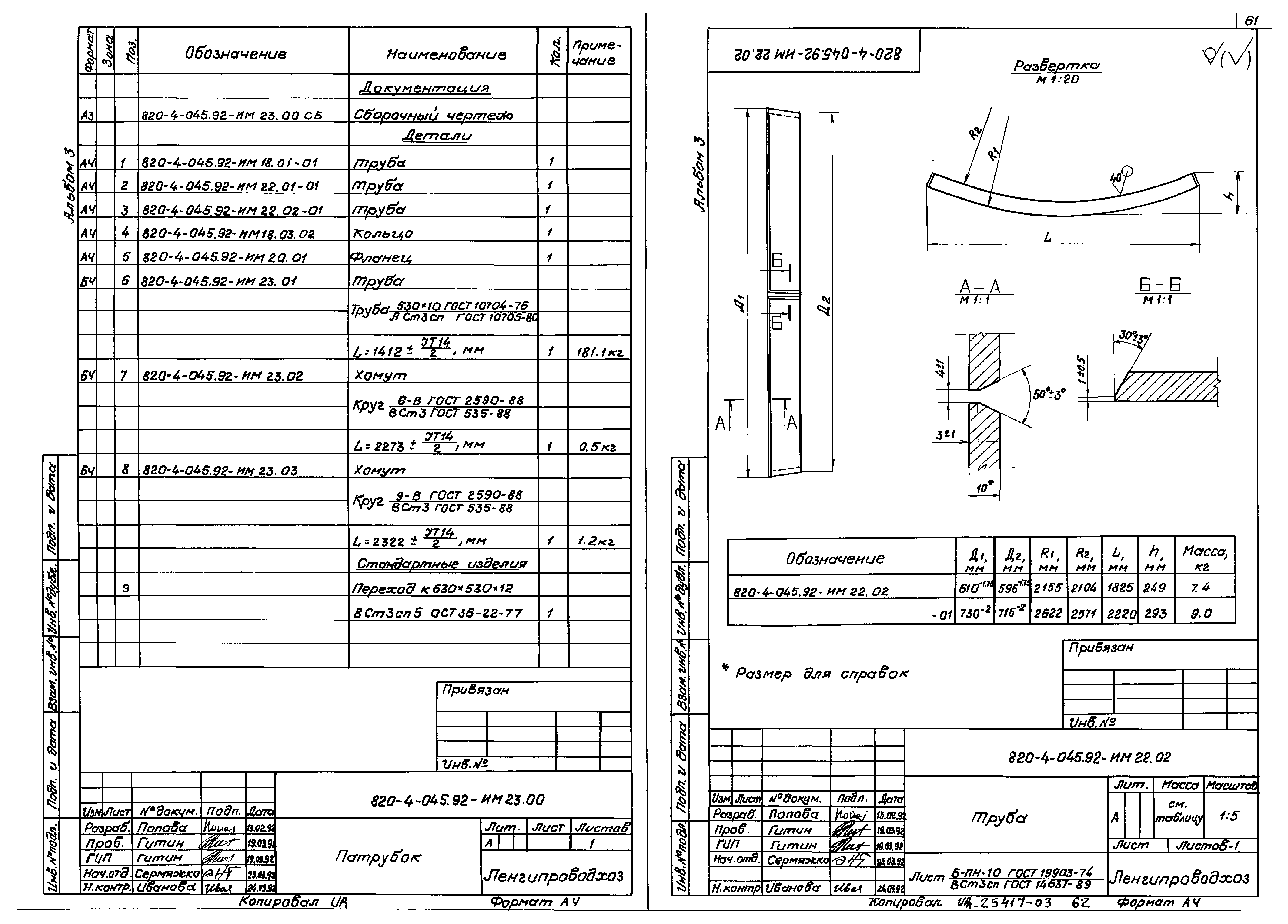 Типовые проектные решения 820-4-045.92
