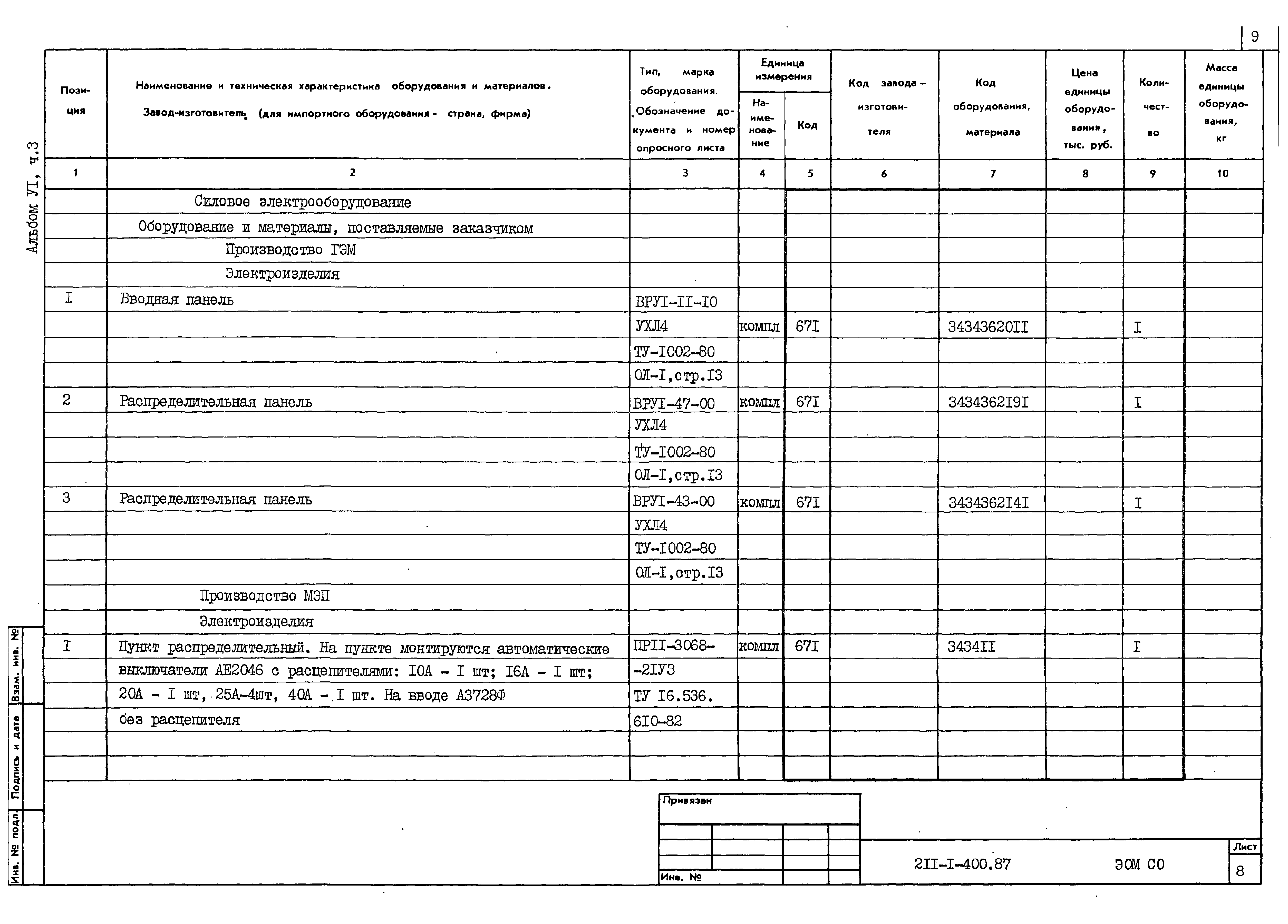Типовой проект 211-1-400.87