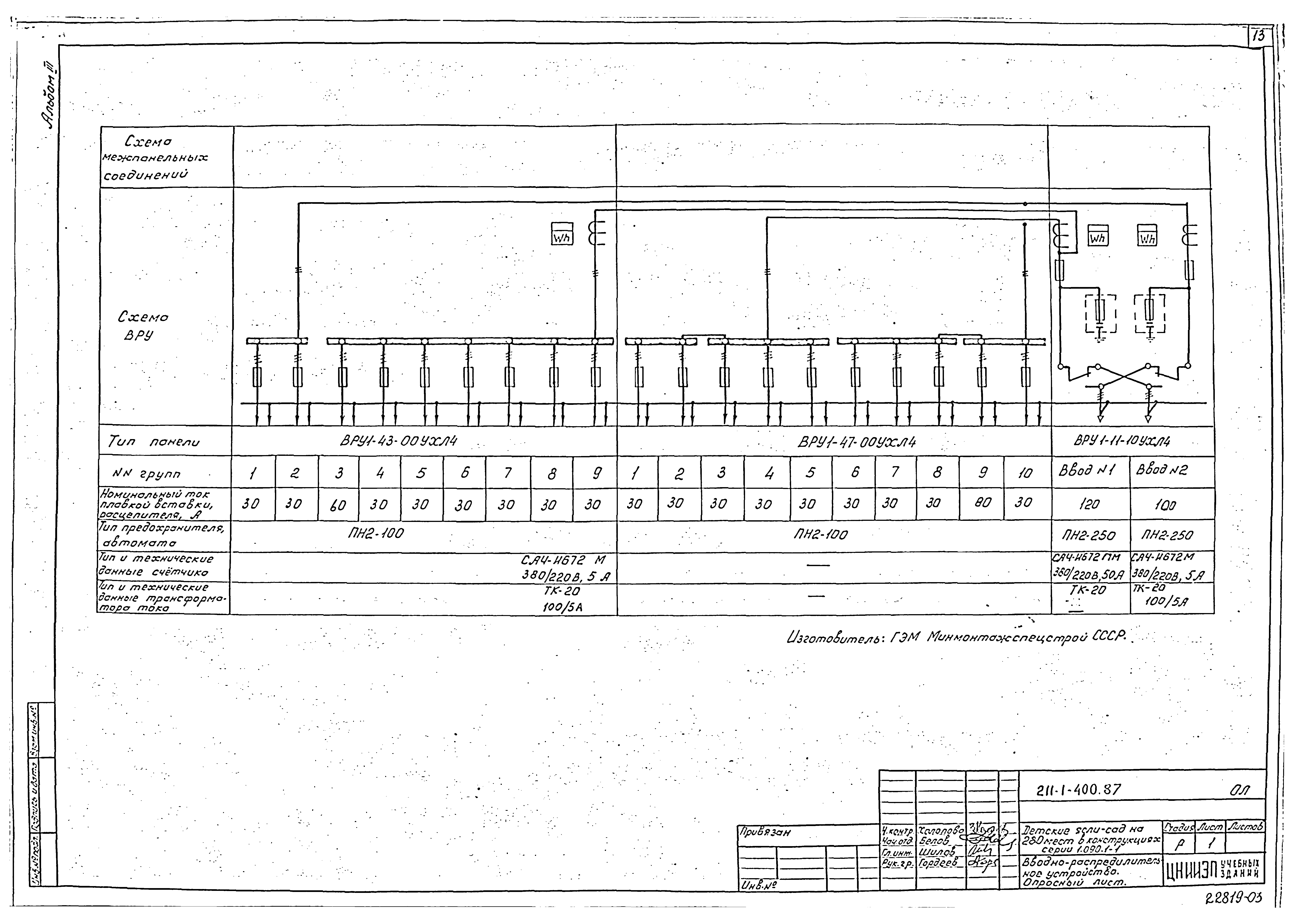 Типовой проект 211-1-400.87