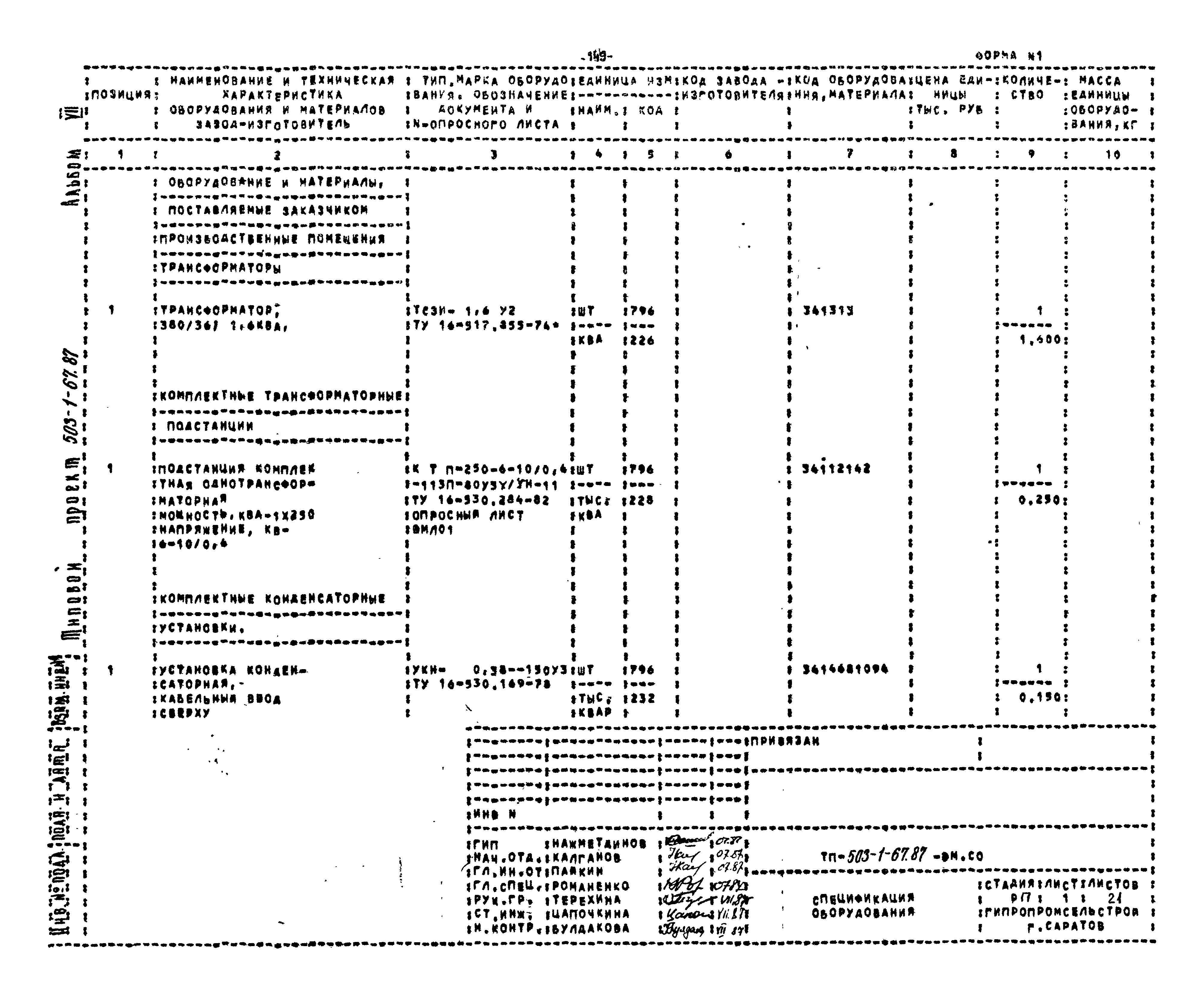 Типовой проект 503-1-67.87