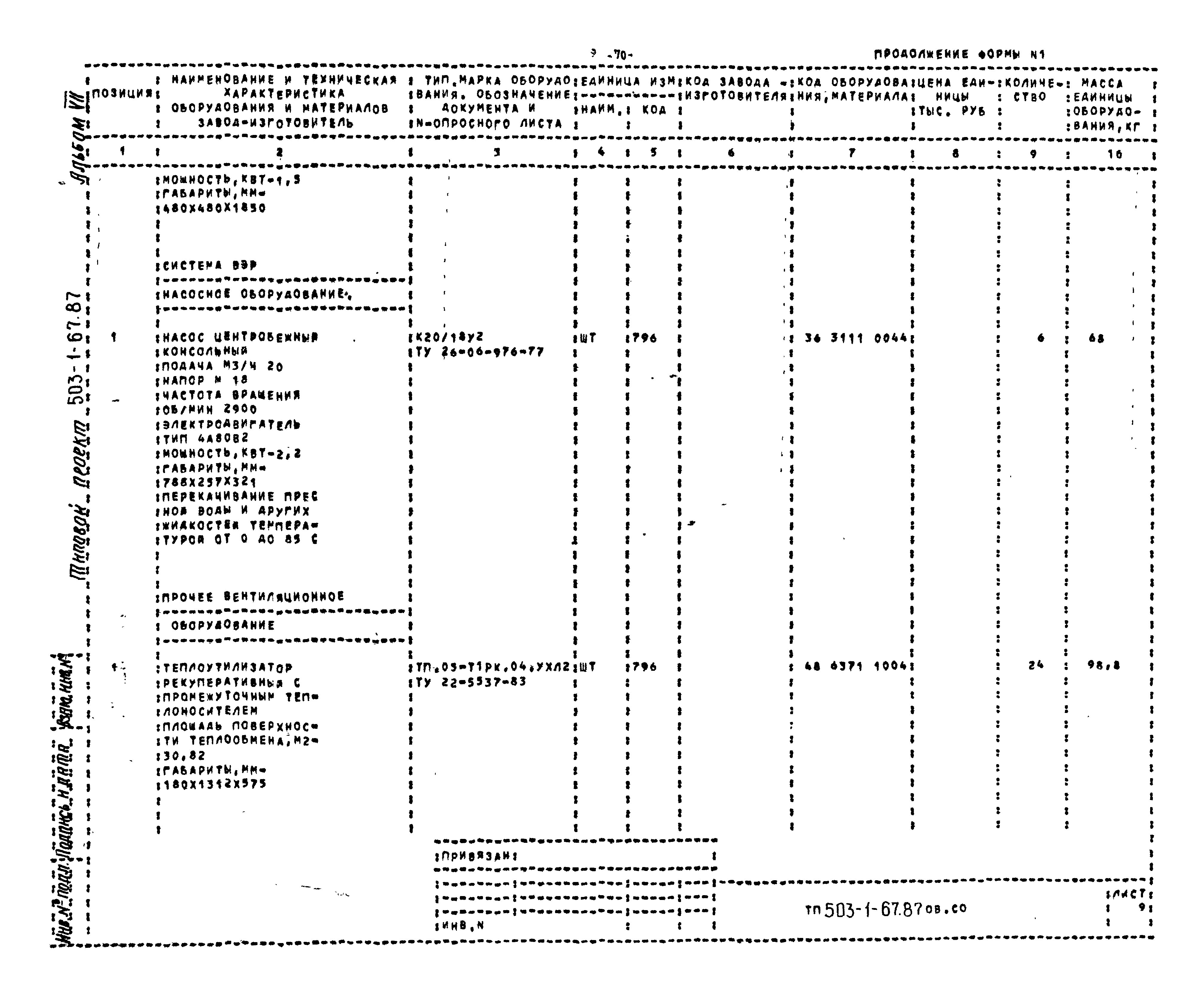 Типовой проект 503-1-67.87