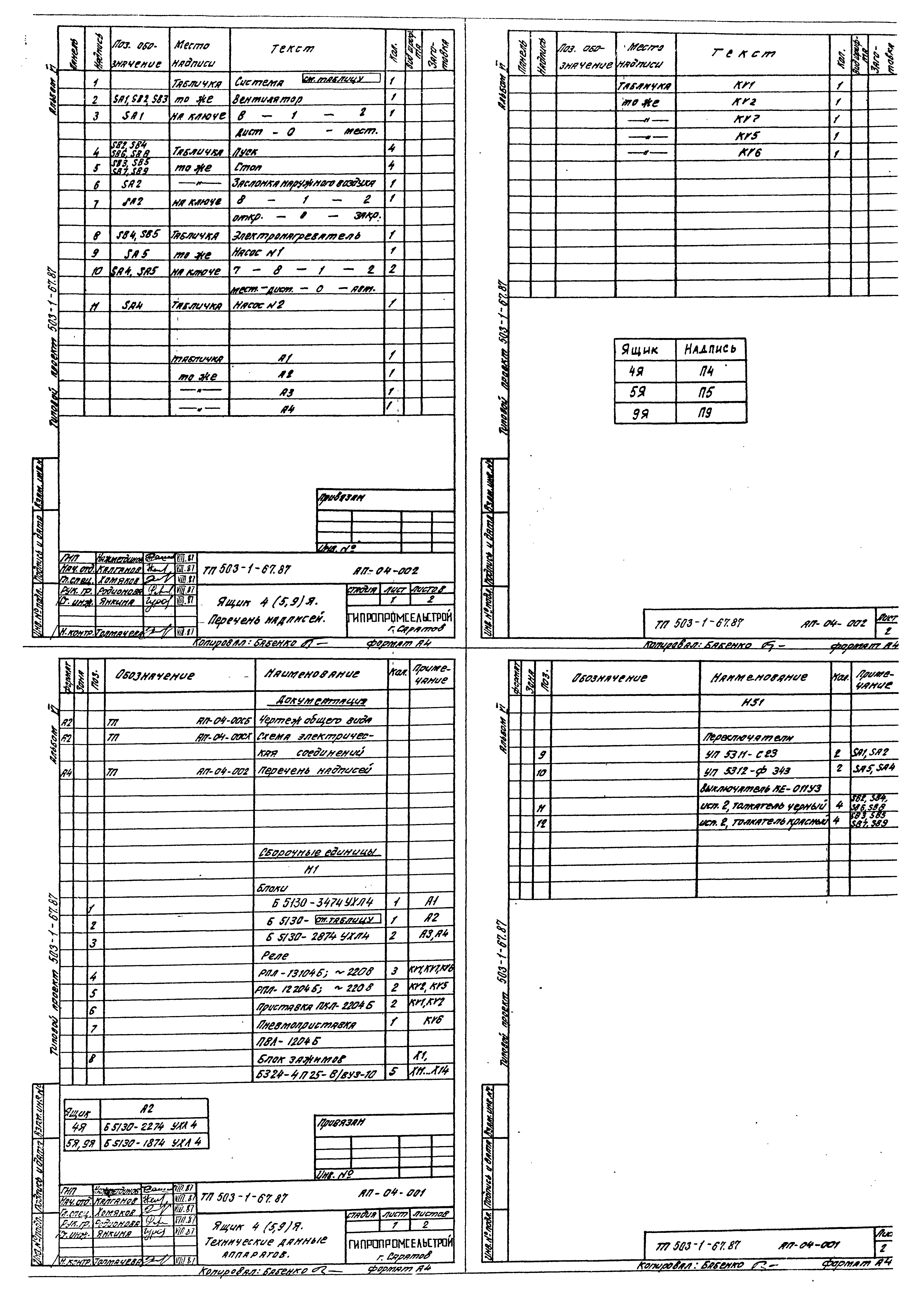 Типовой проект 503-1-67.87