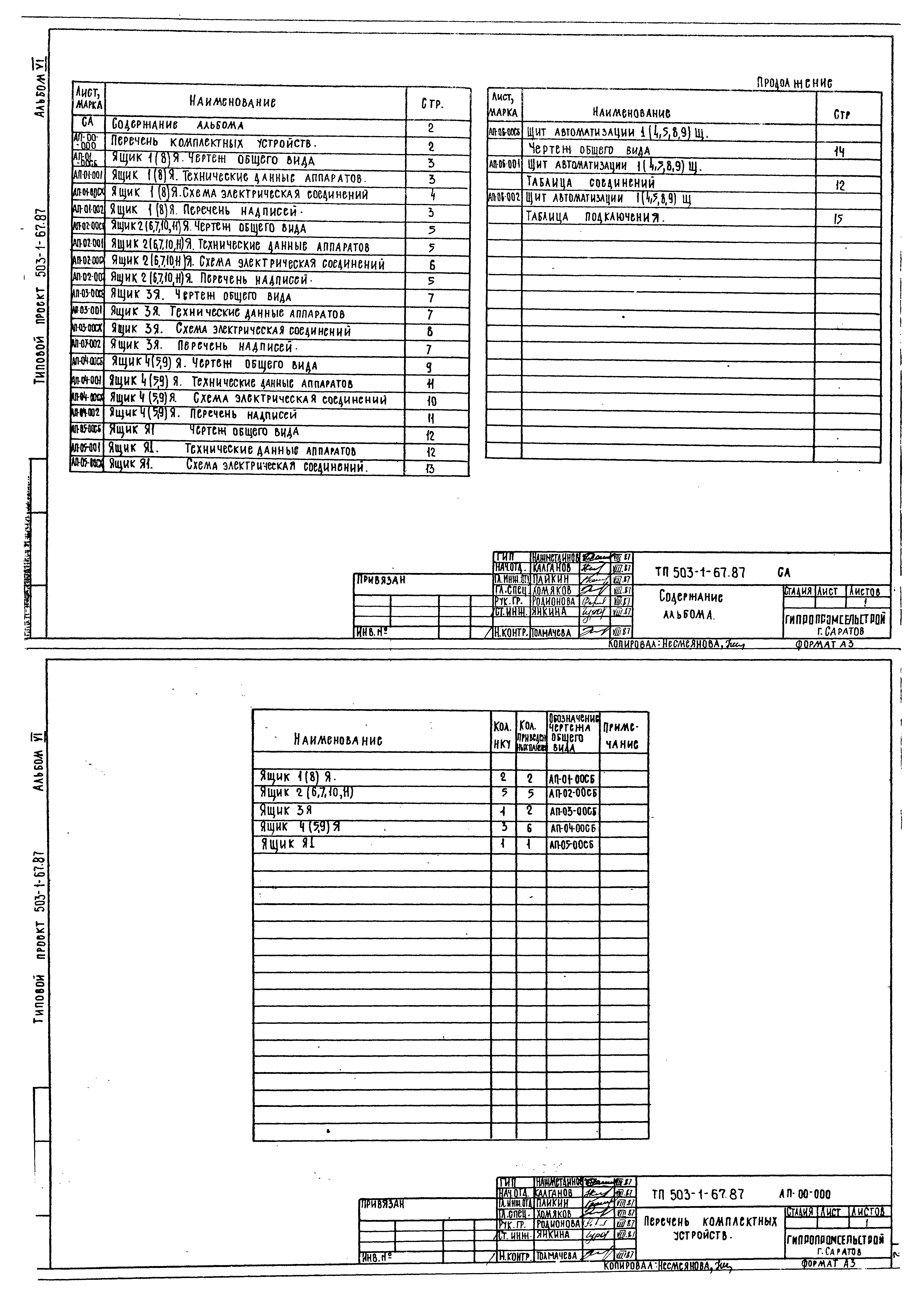 Типовой проект 503-1-67.87