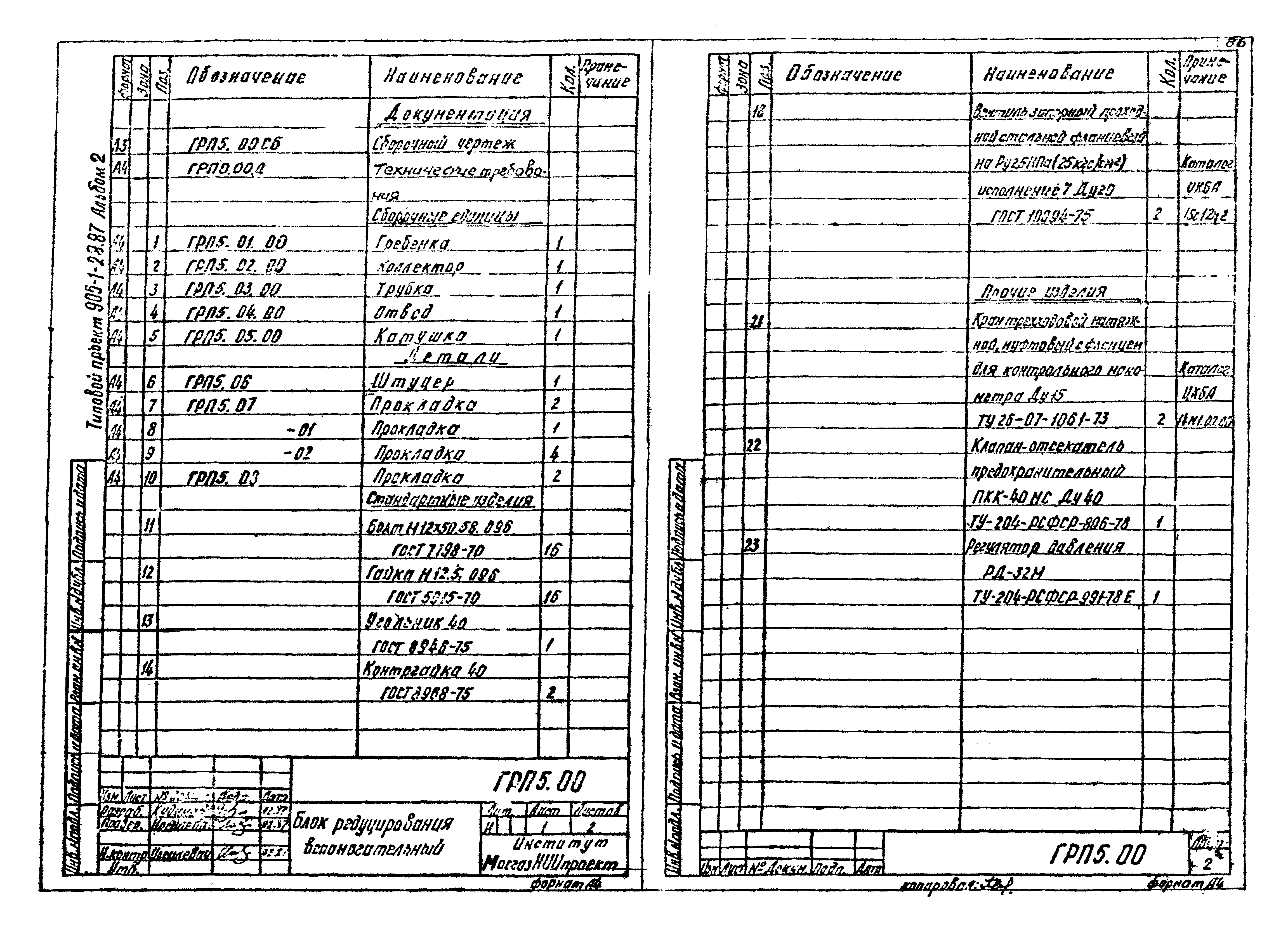 Типовой проект 905-1-29.87