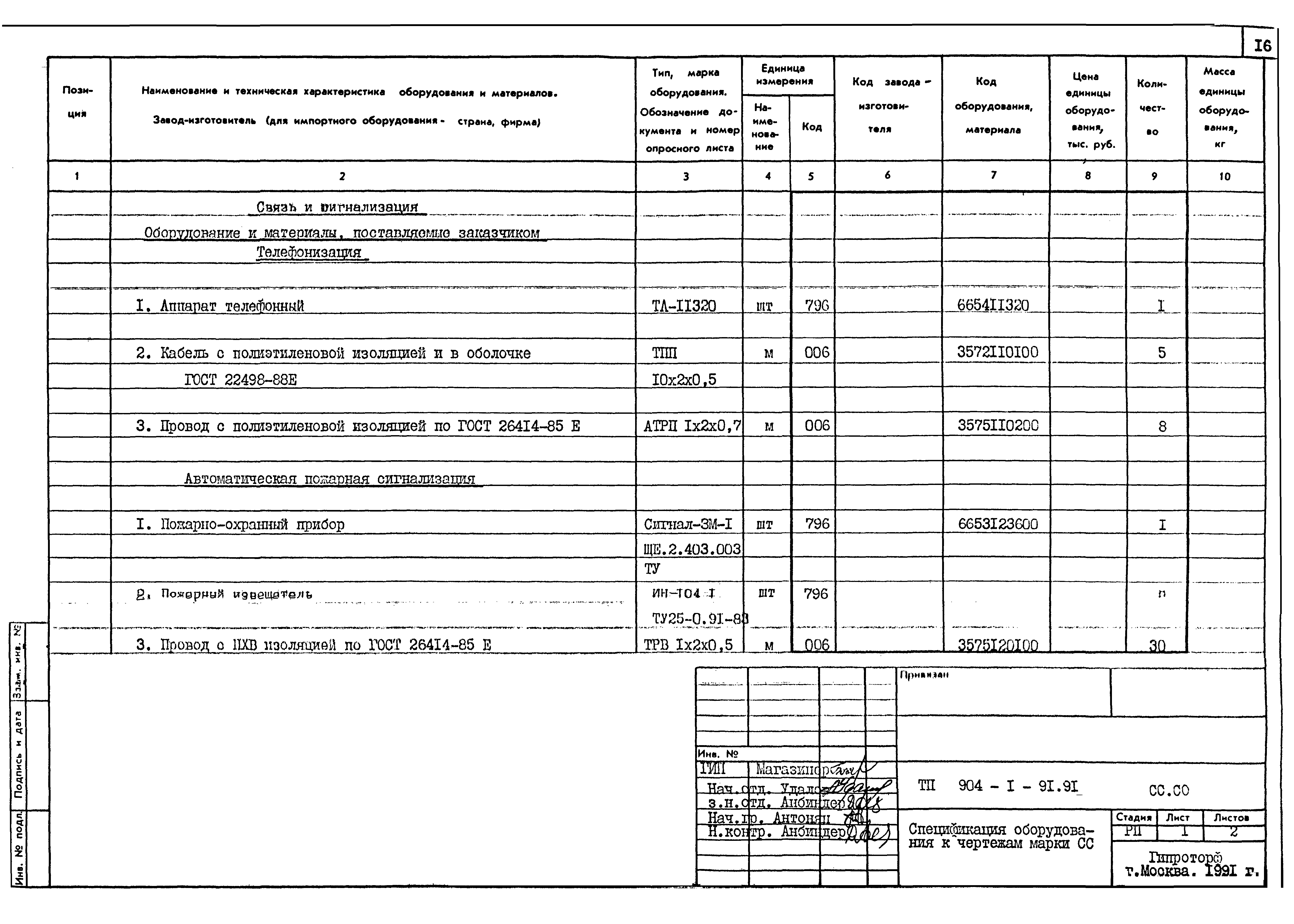 Типовой проект 904-1-91.91