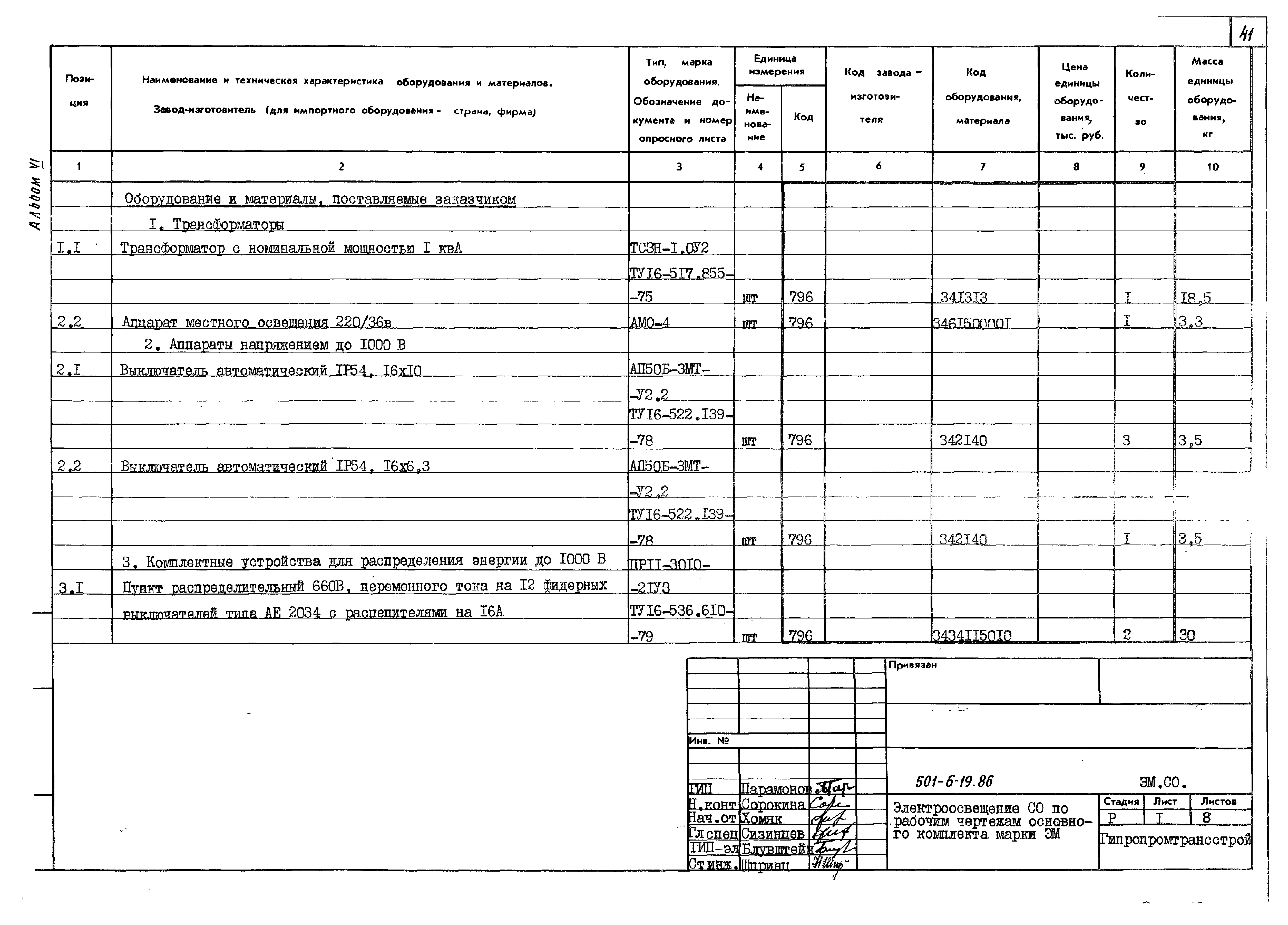Типовой проект 501-6-19.86