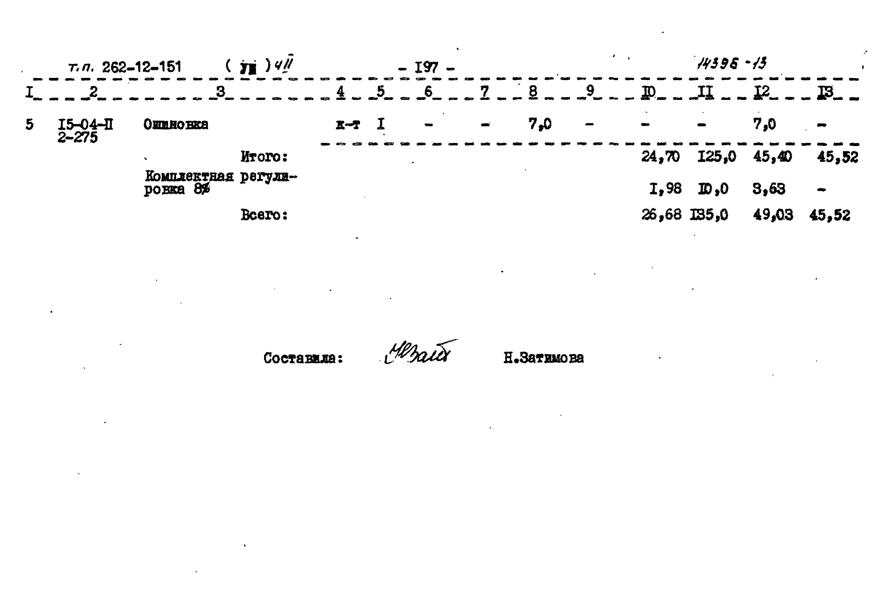 Типовой проект 262-12-151