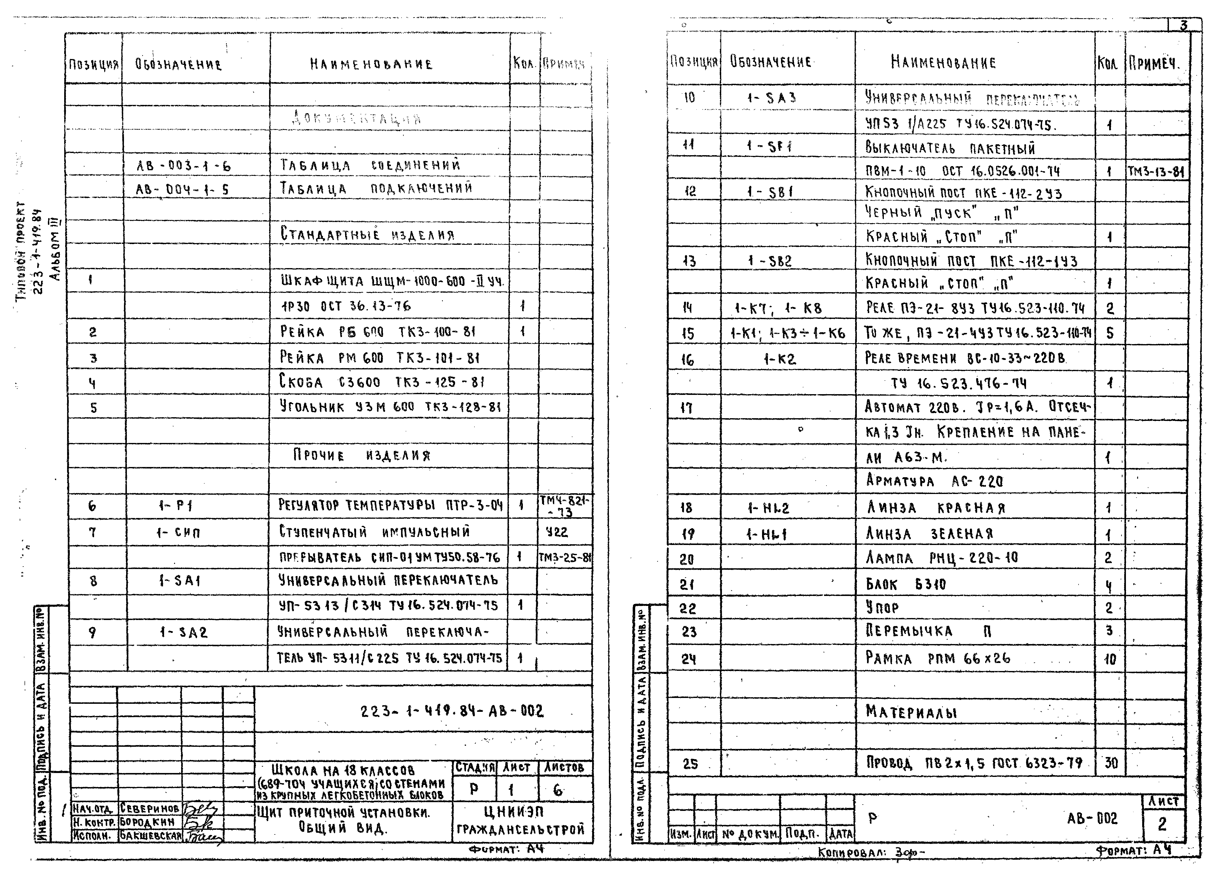 Типовой проект 223-1-419.84