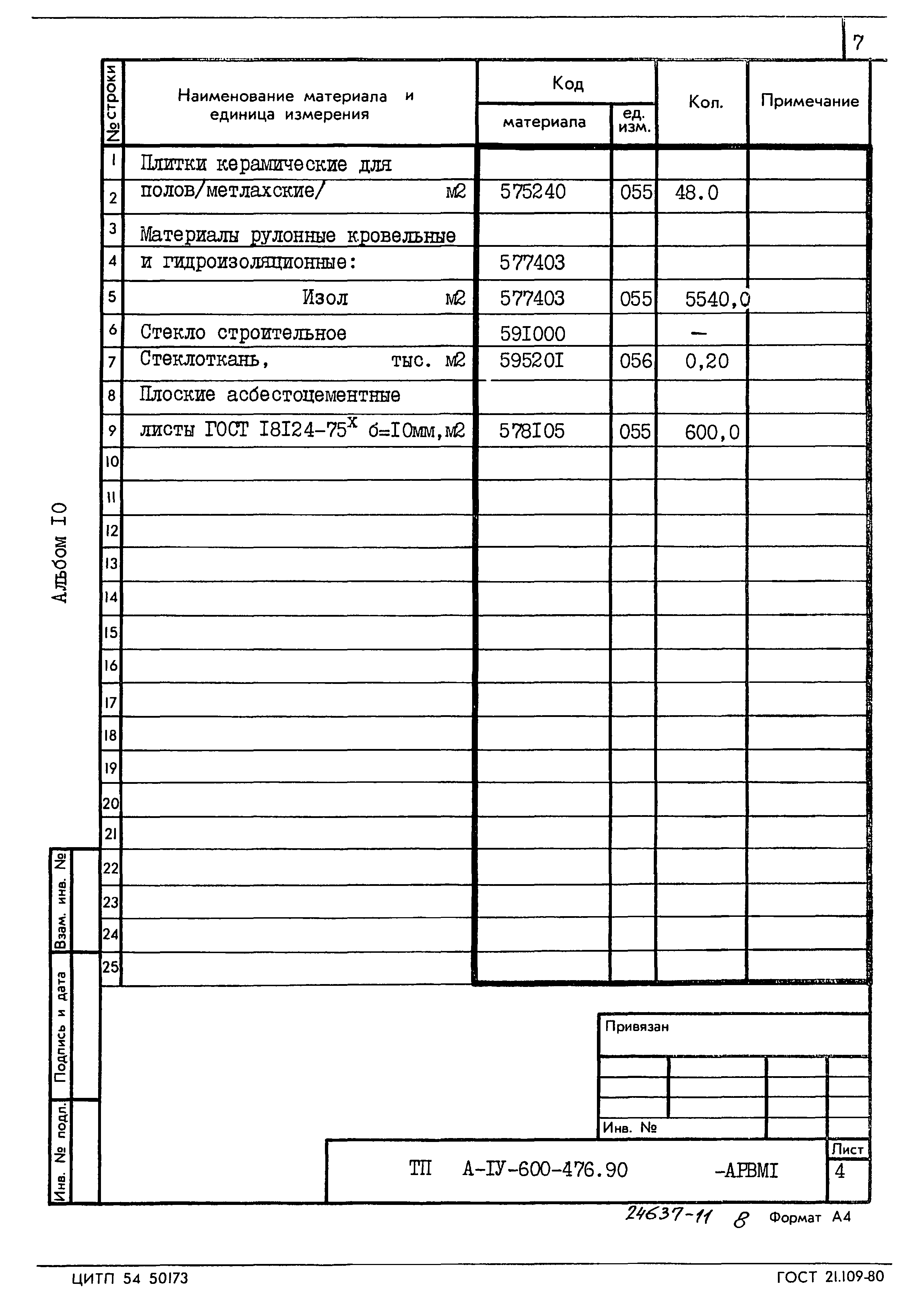 Типовой проект А-IV-600-476.90