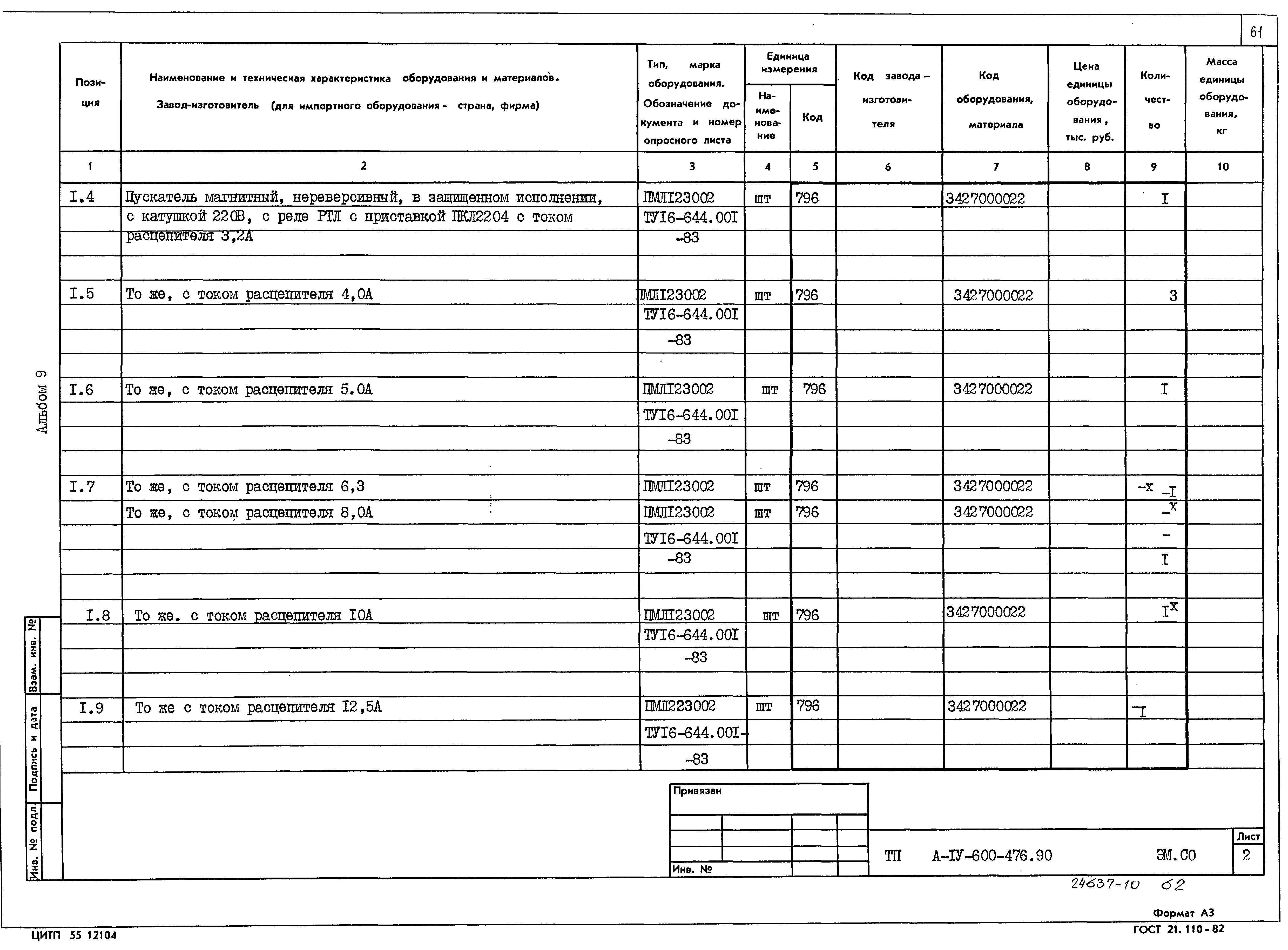 Типовой проект А-IV-600-476.90