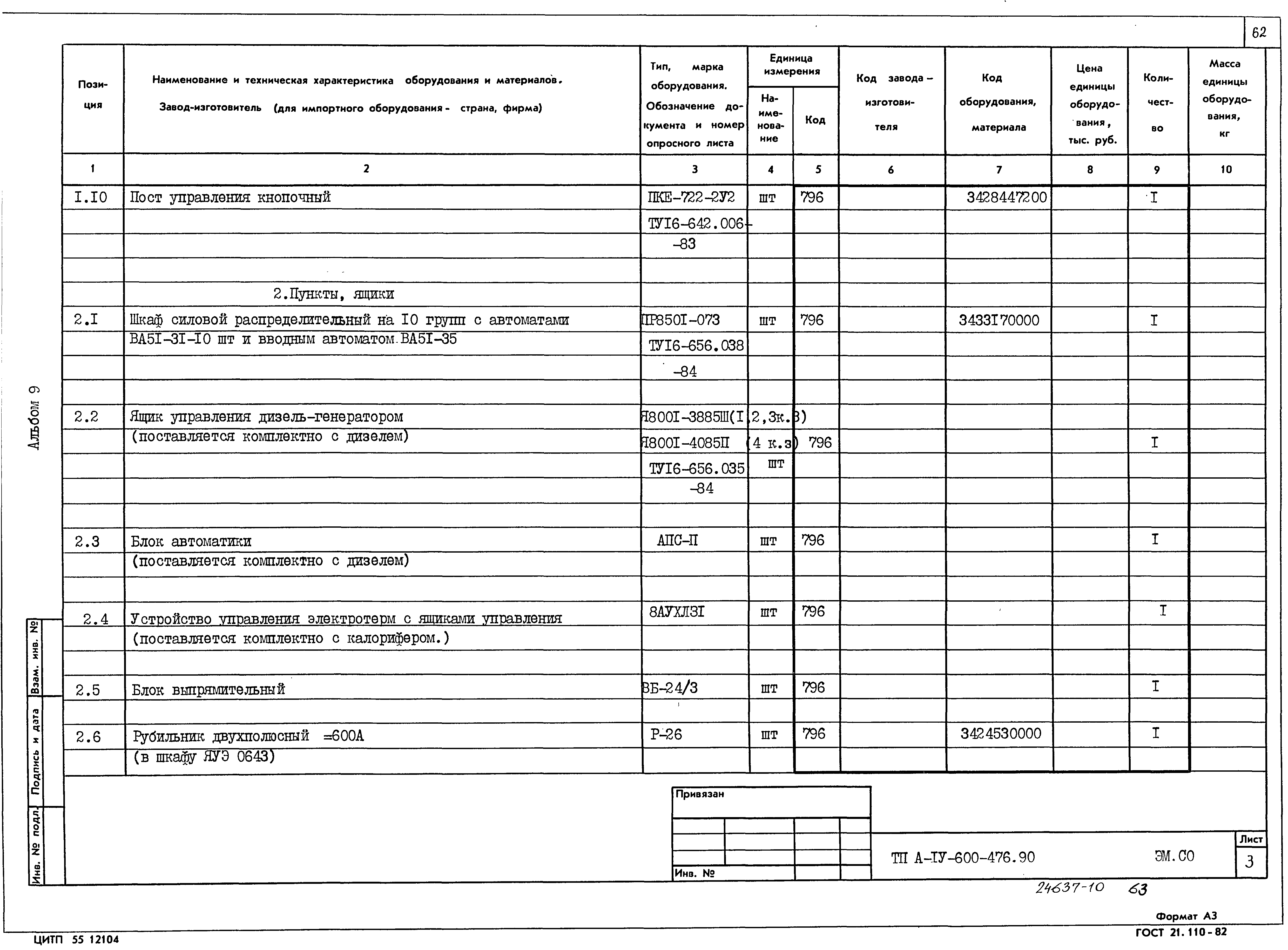 Типовой проект А-IV-600-476.90