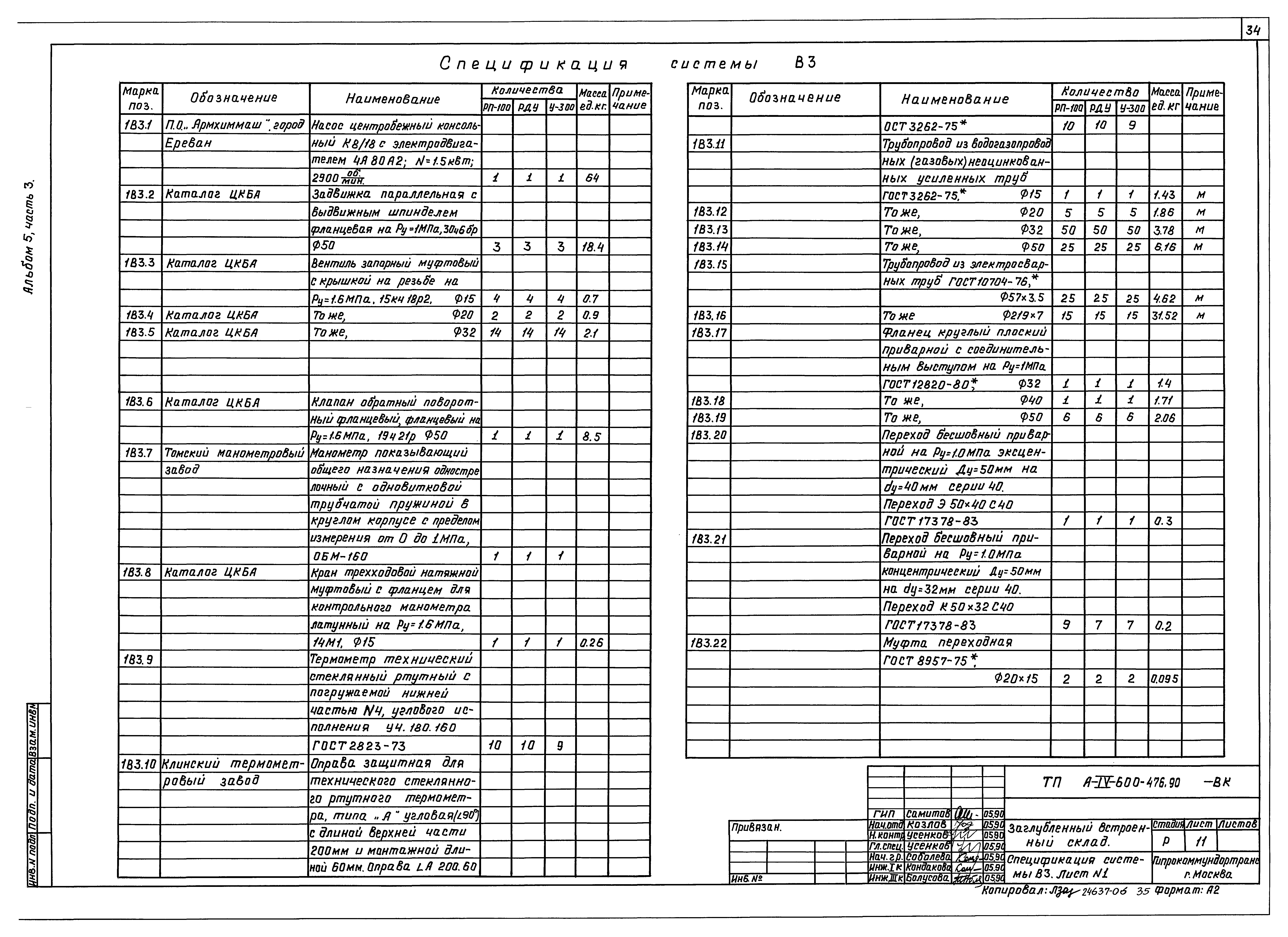 Типовой проект А-IV-600-476.90