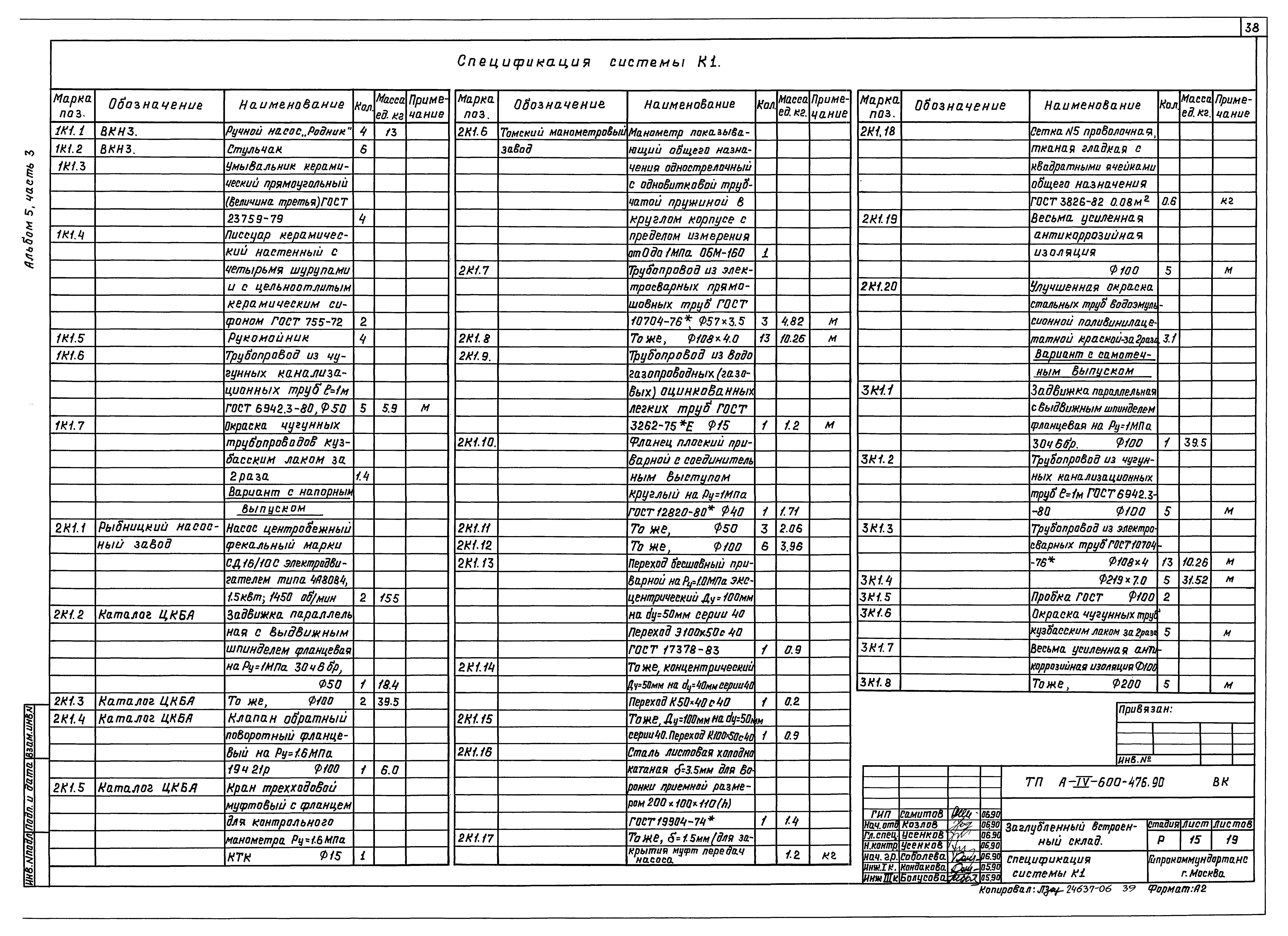 Типовой проект А-IV-600-476.90