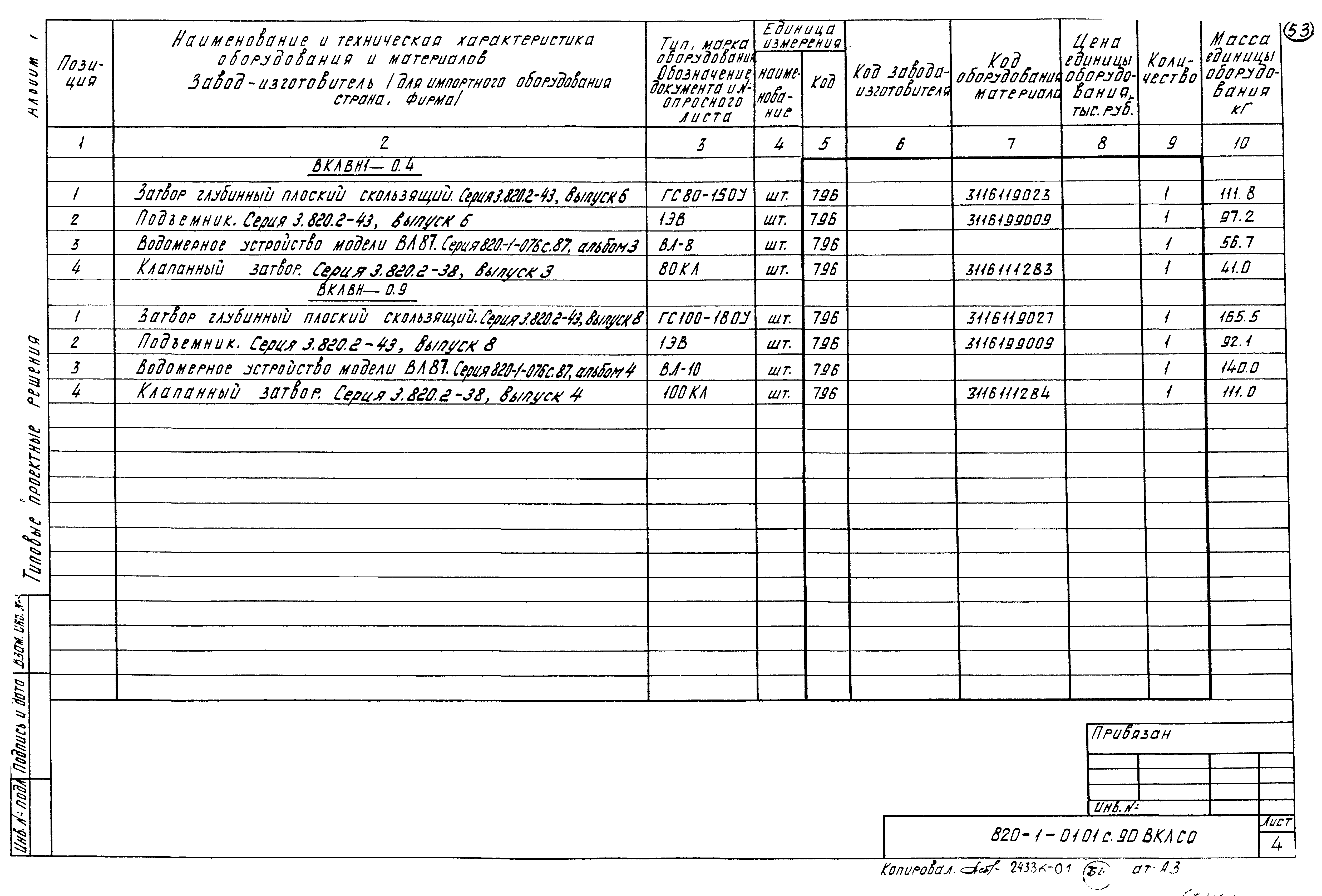 Типовые проектные решения 820-1-0101с.90