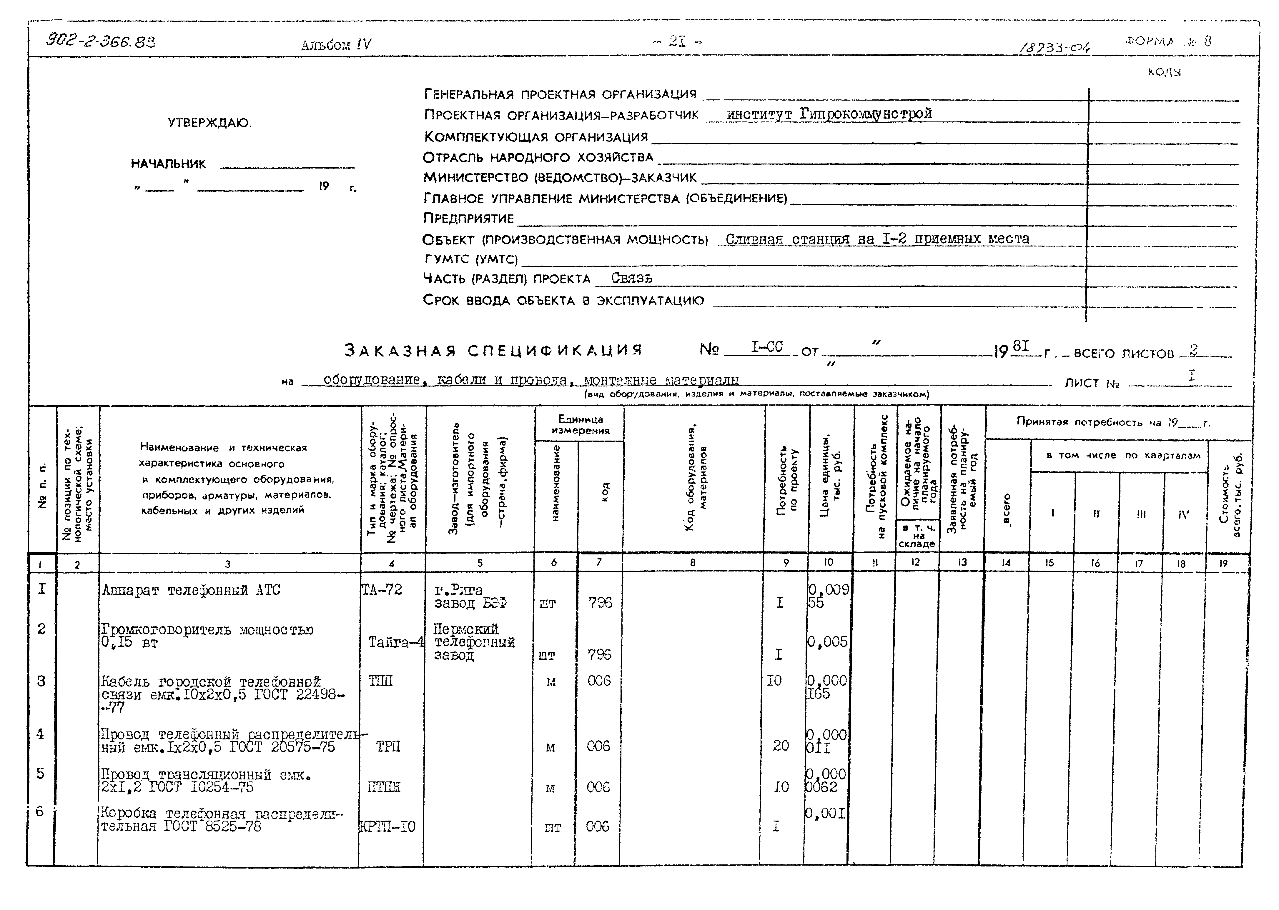 Типовой проект 902-2-366.83
