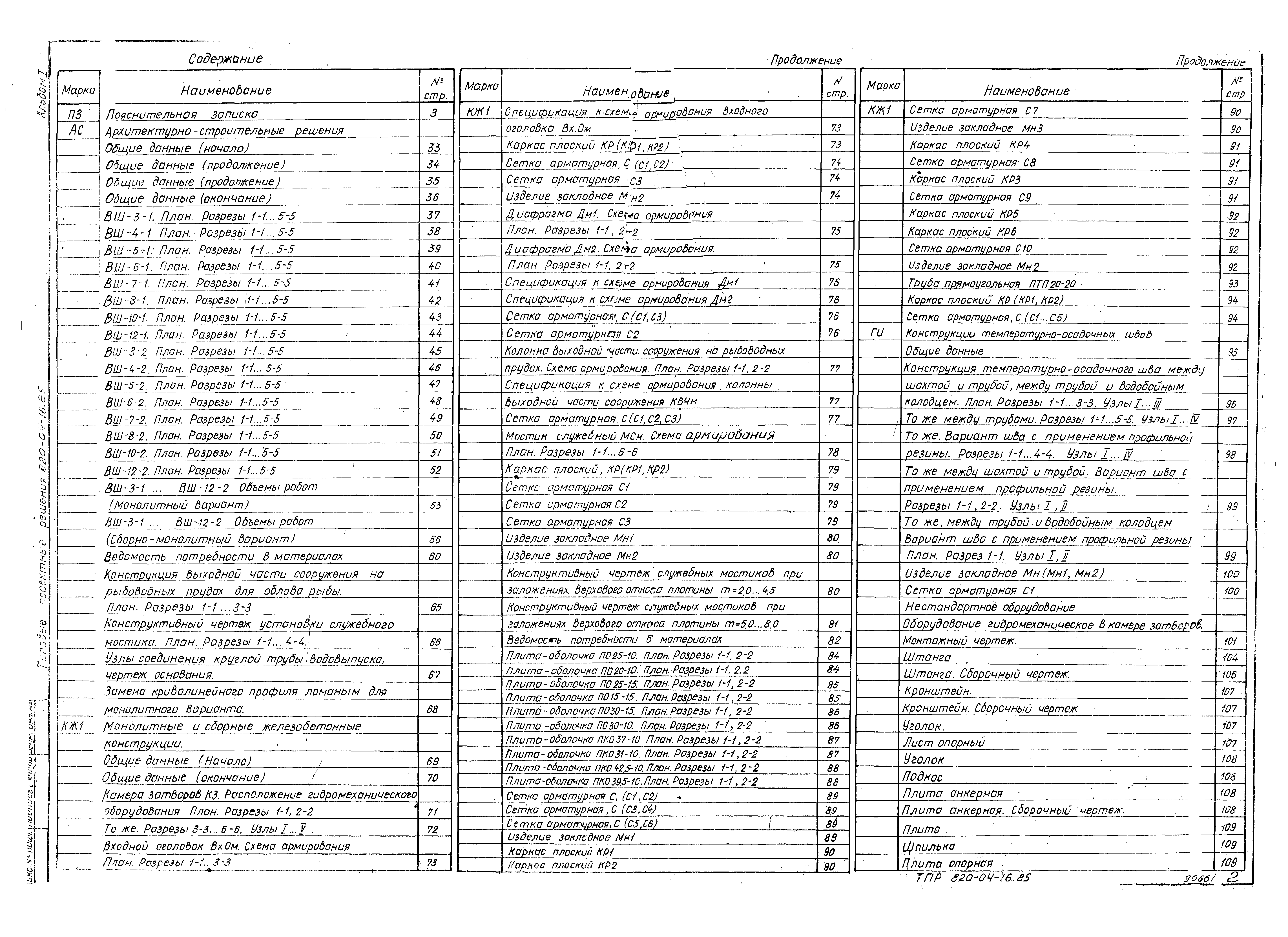 Типовые проектные решения 820-04-16.85
