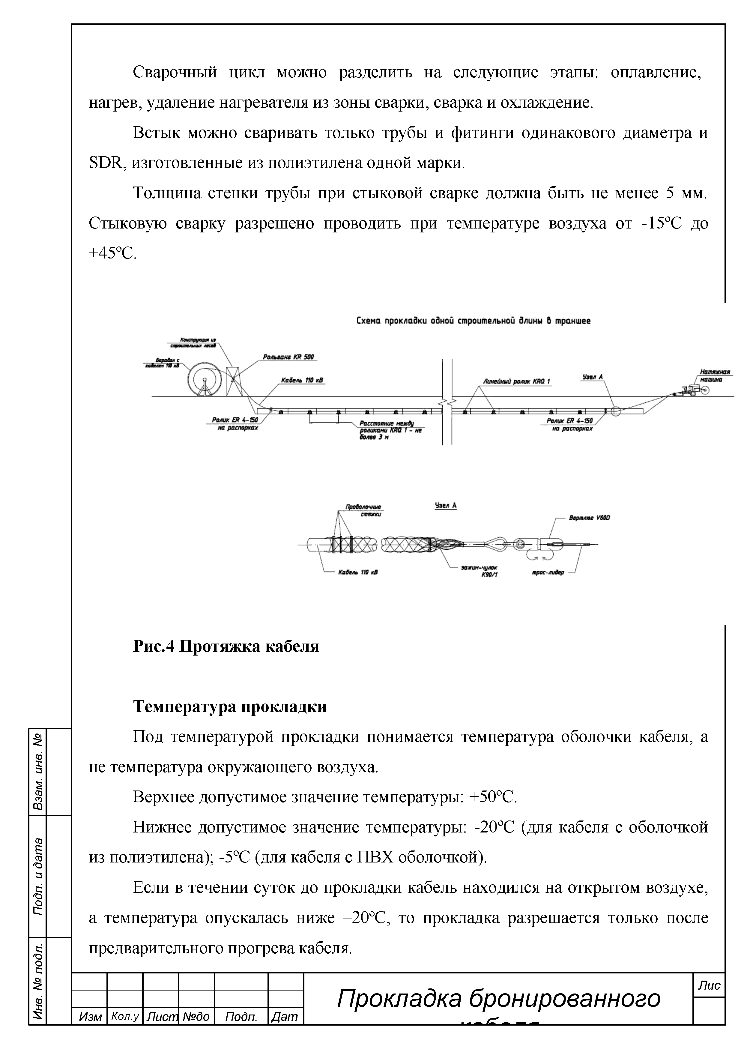 Типовая технологическая карта на прокладку кабеля в траншее