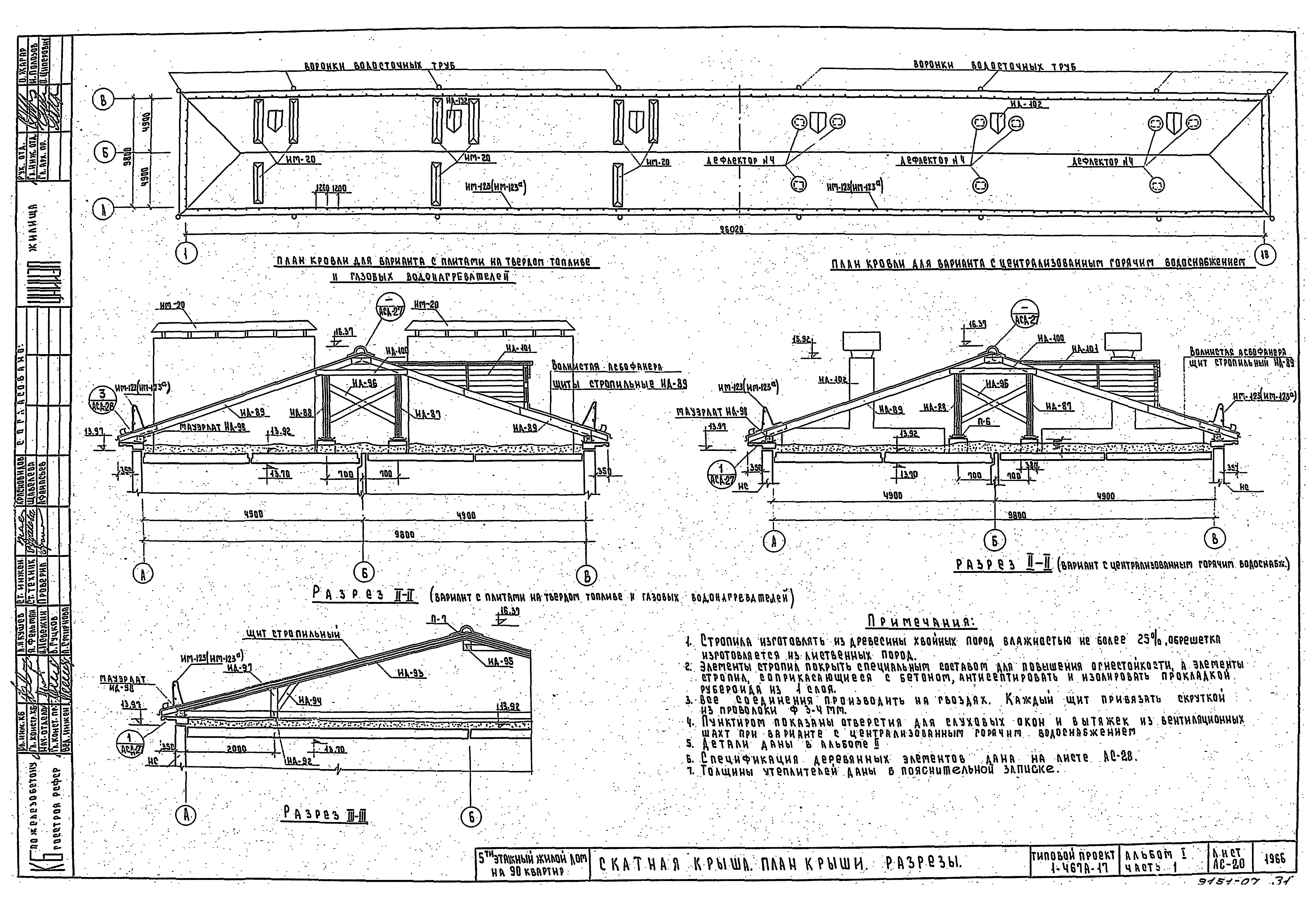 Скачать Типовой проект 1-467А-17 Альбом I. Часть 1. Чертежи здания выше  отм. 0.00. Архитектурно-строительные чертежи выше отм. 0.000