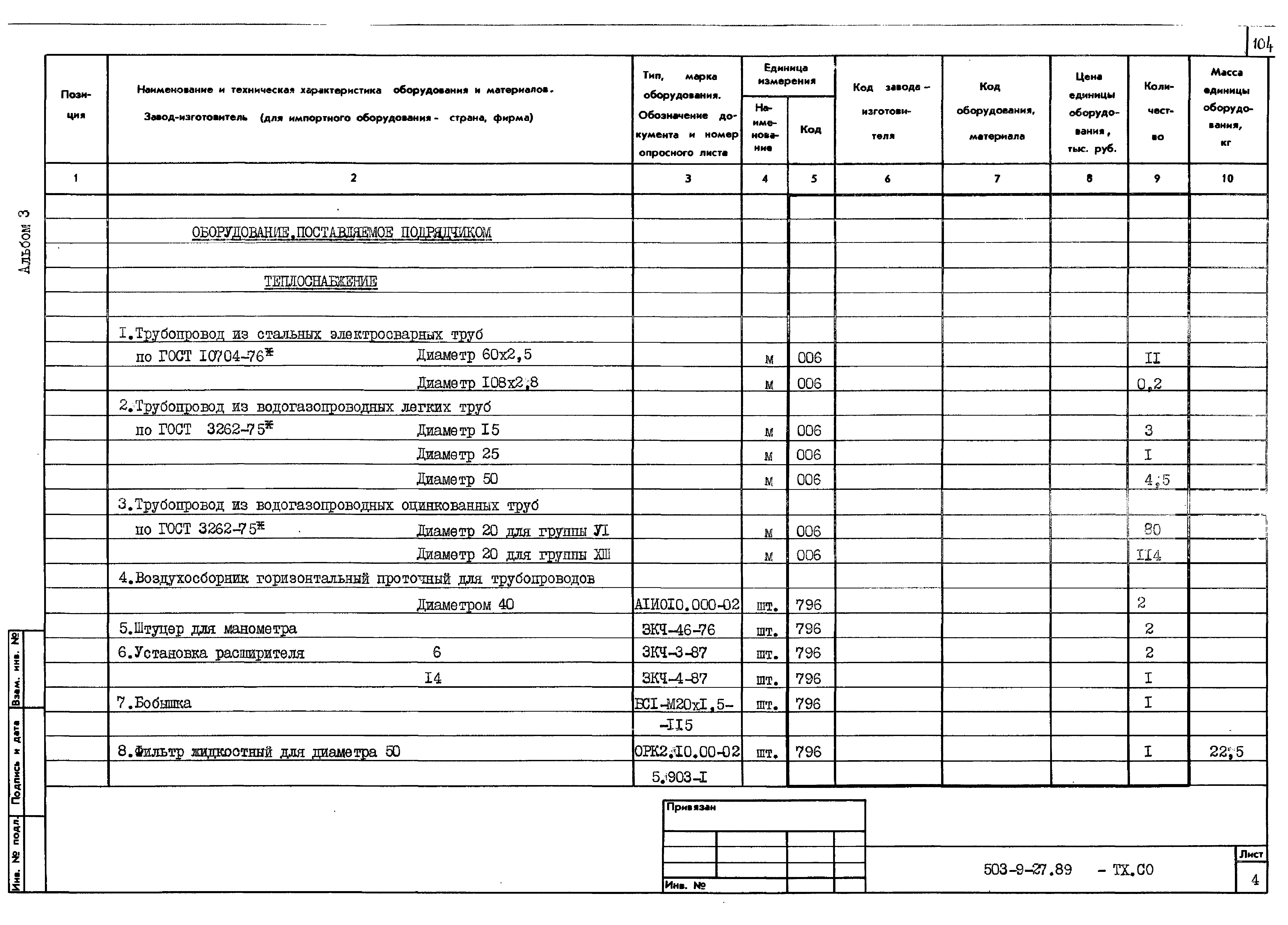 Типовой проект 503-9-27.89
