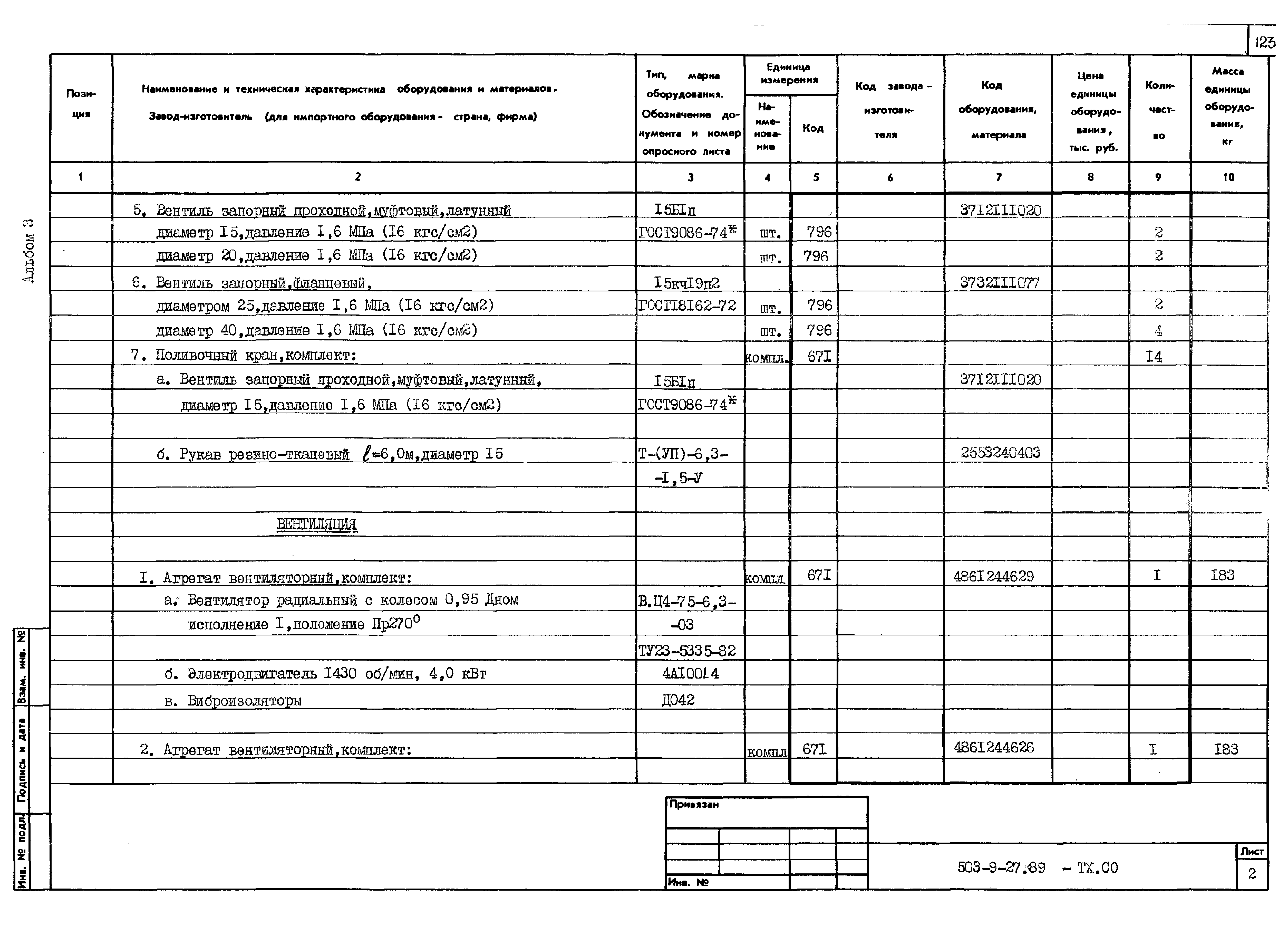 Типовой проект 503-9-27.89