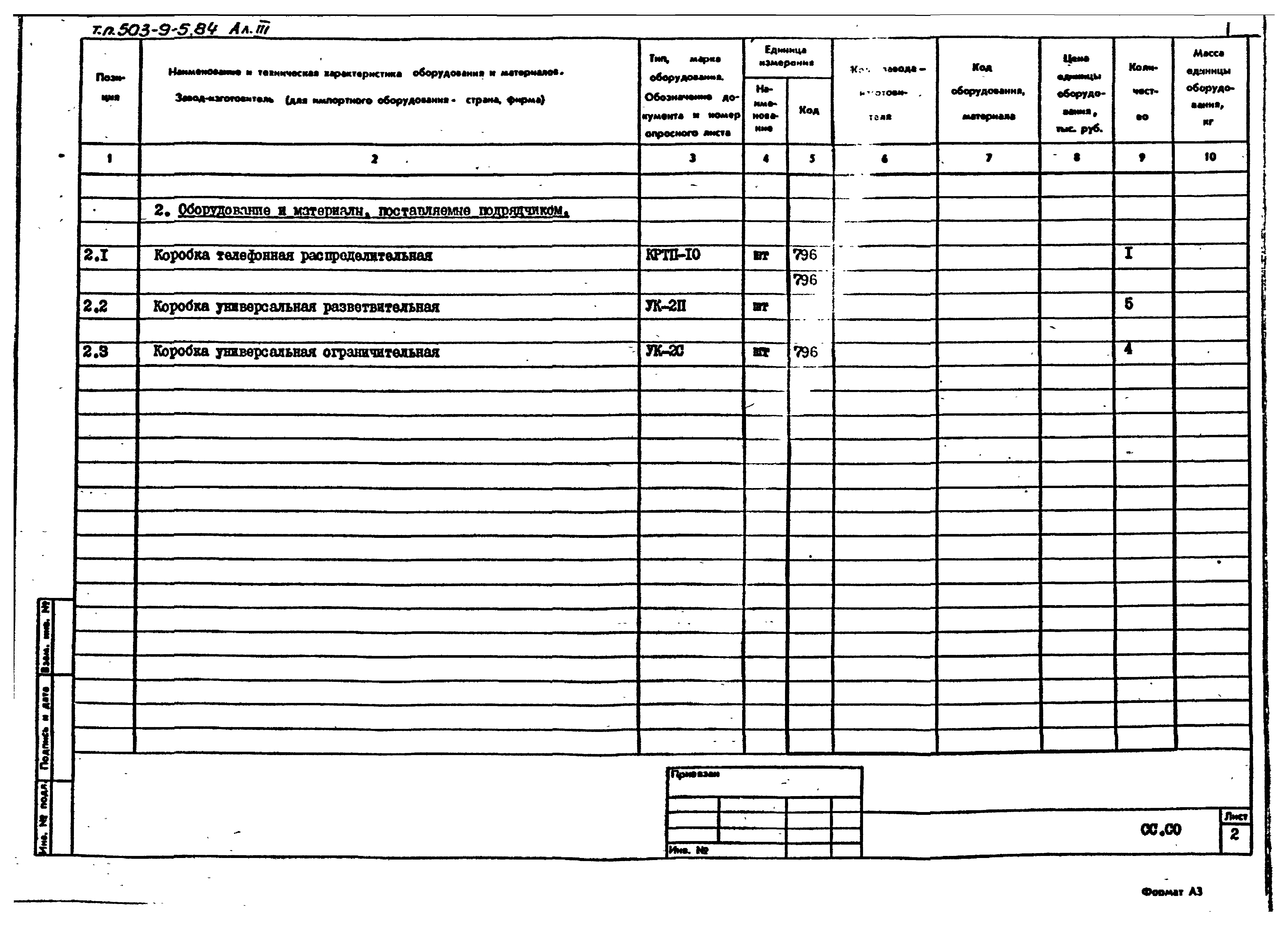 Типовой проект 503-9-5.84