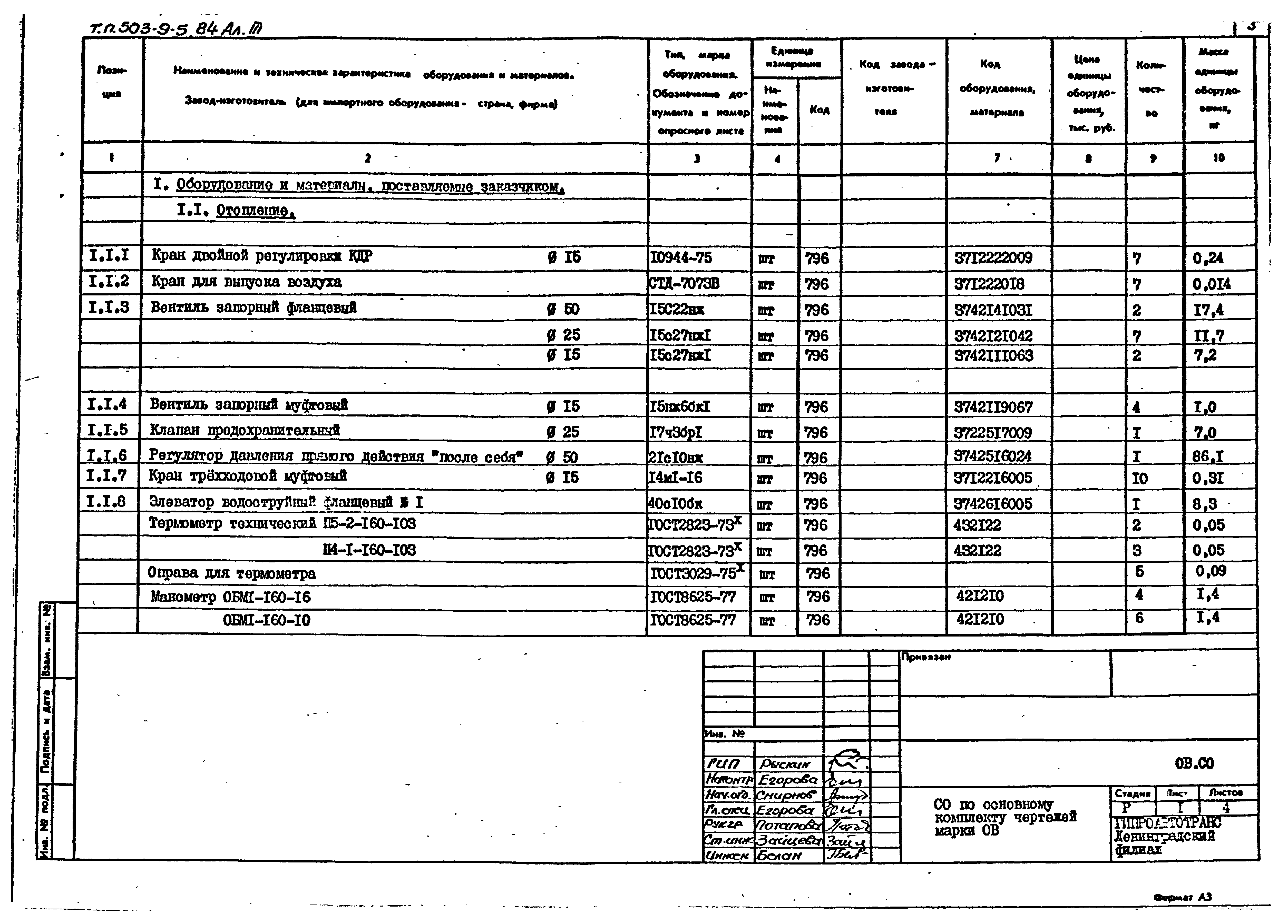 Типовой проект 503-9-5.84