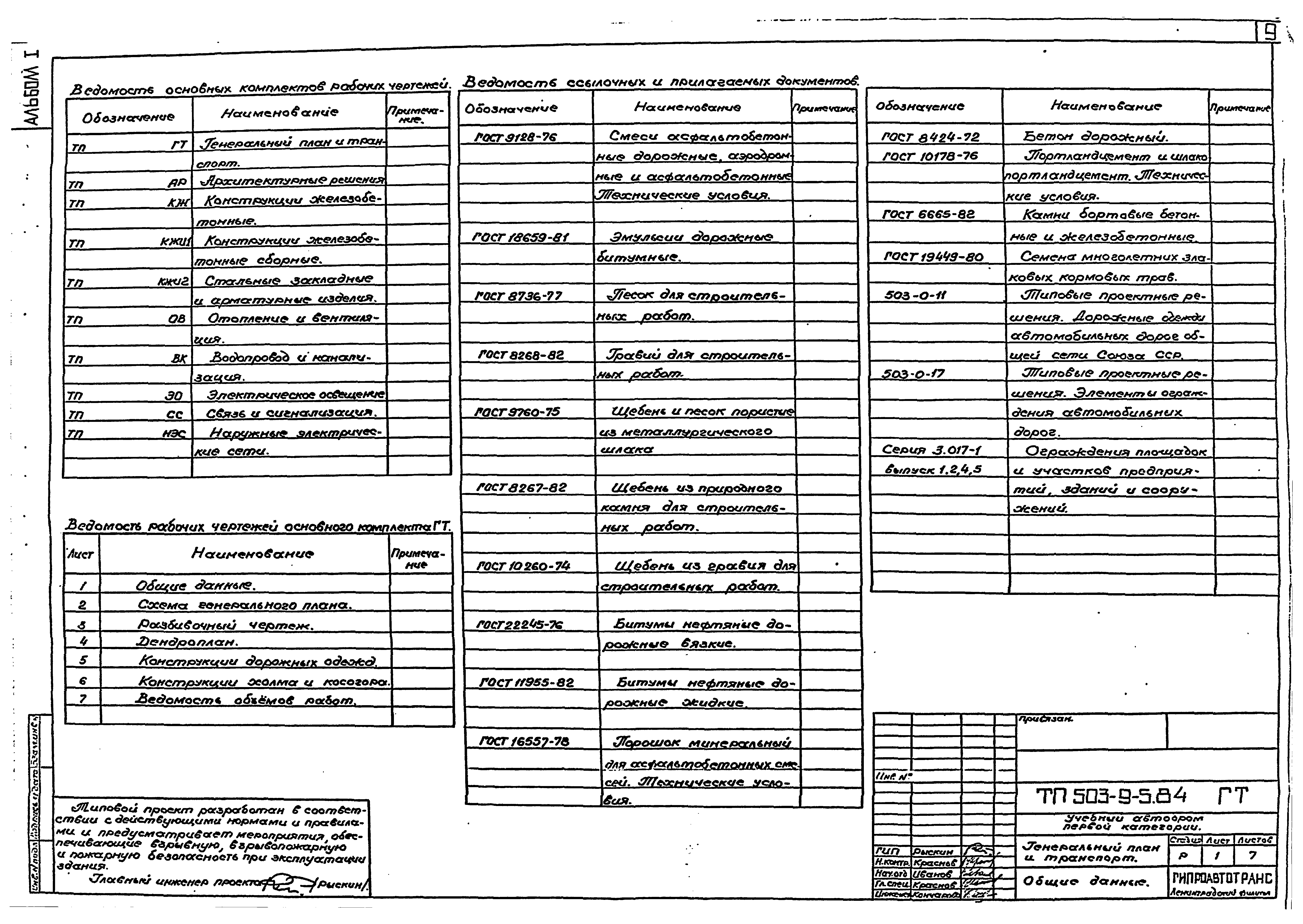 Типовой проект 503-9-5.84