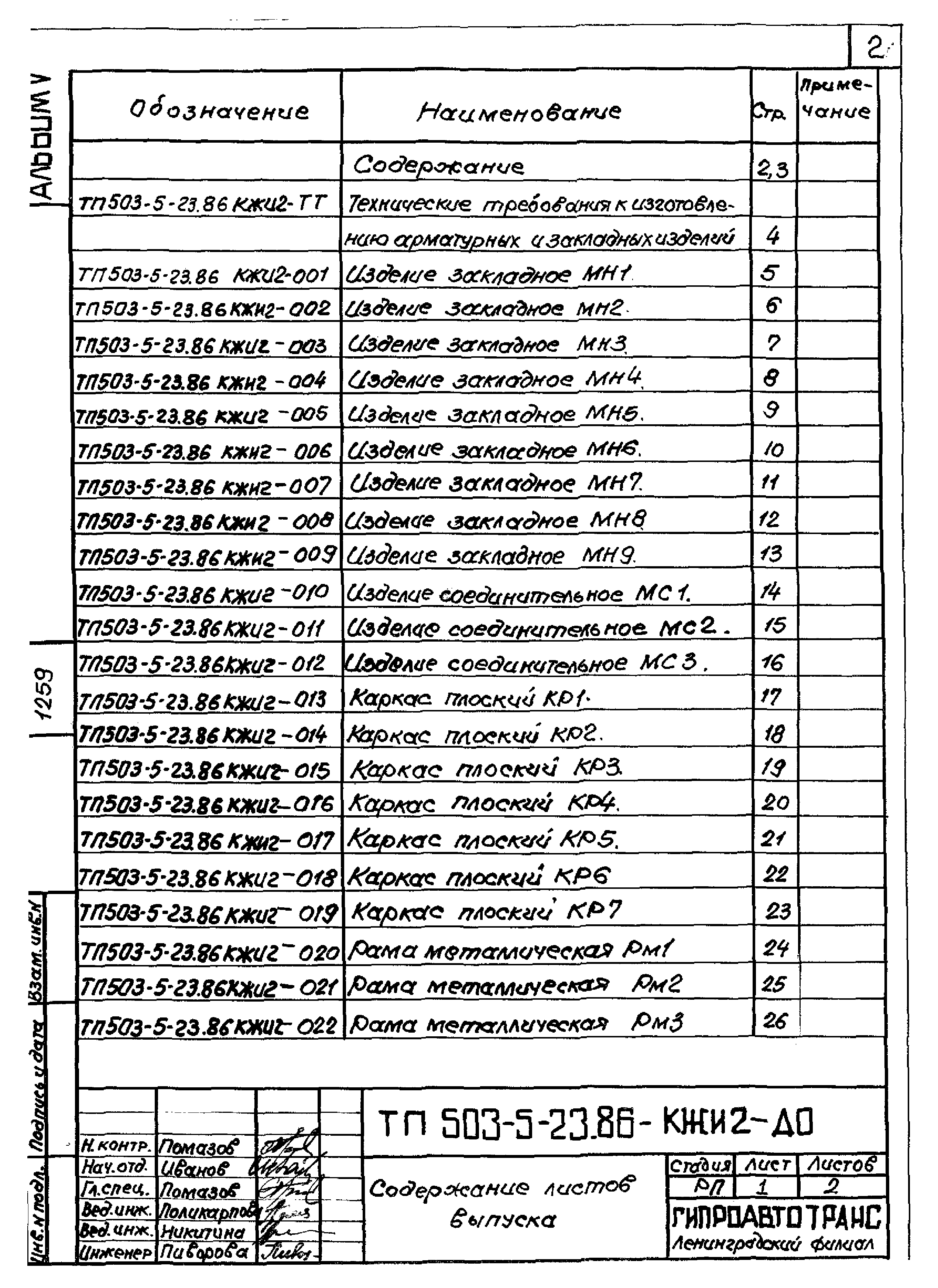 Типовой проект 503-5-23.86