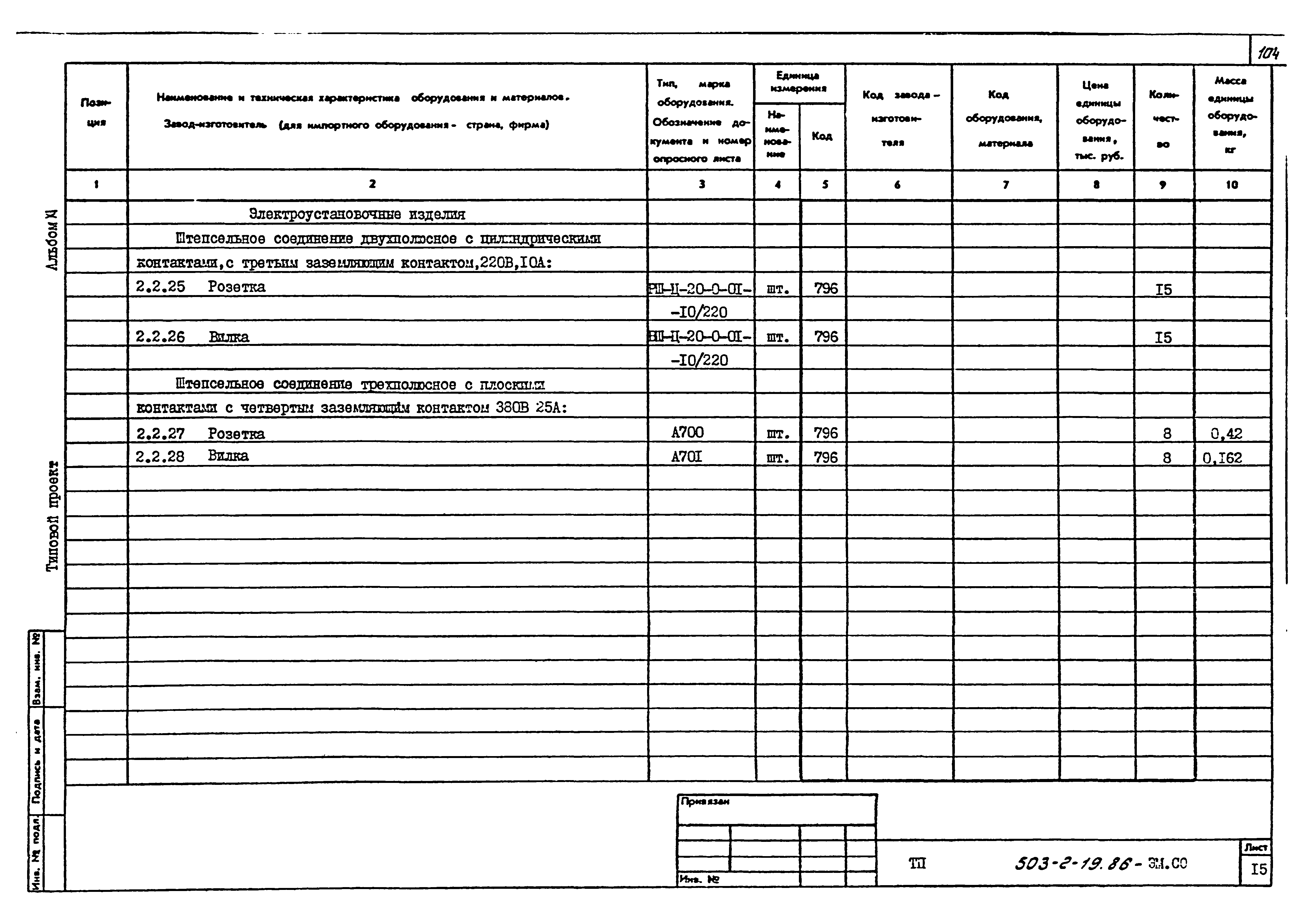 Типовой проект 503-2-19.86