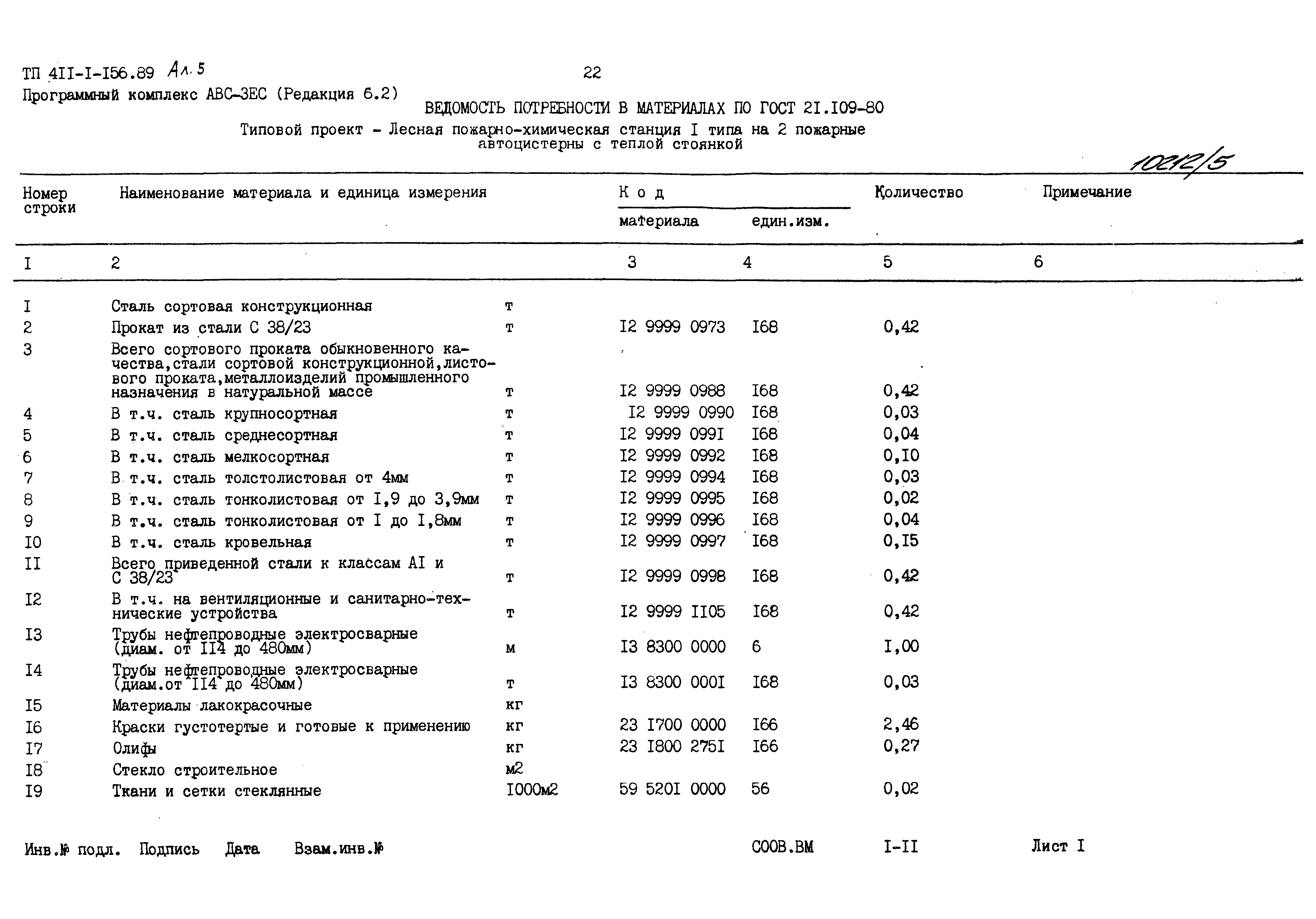 Типовой проект 411-1-156.89