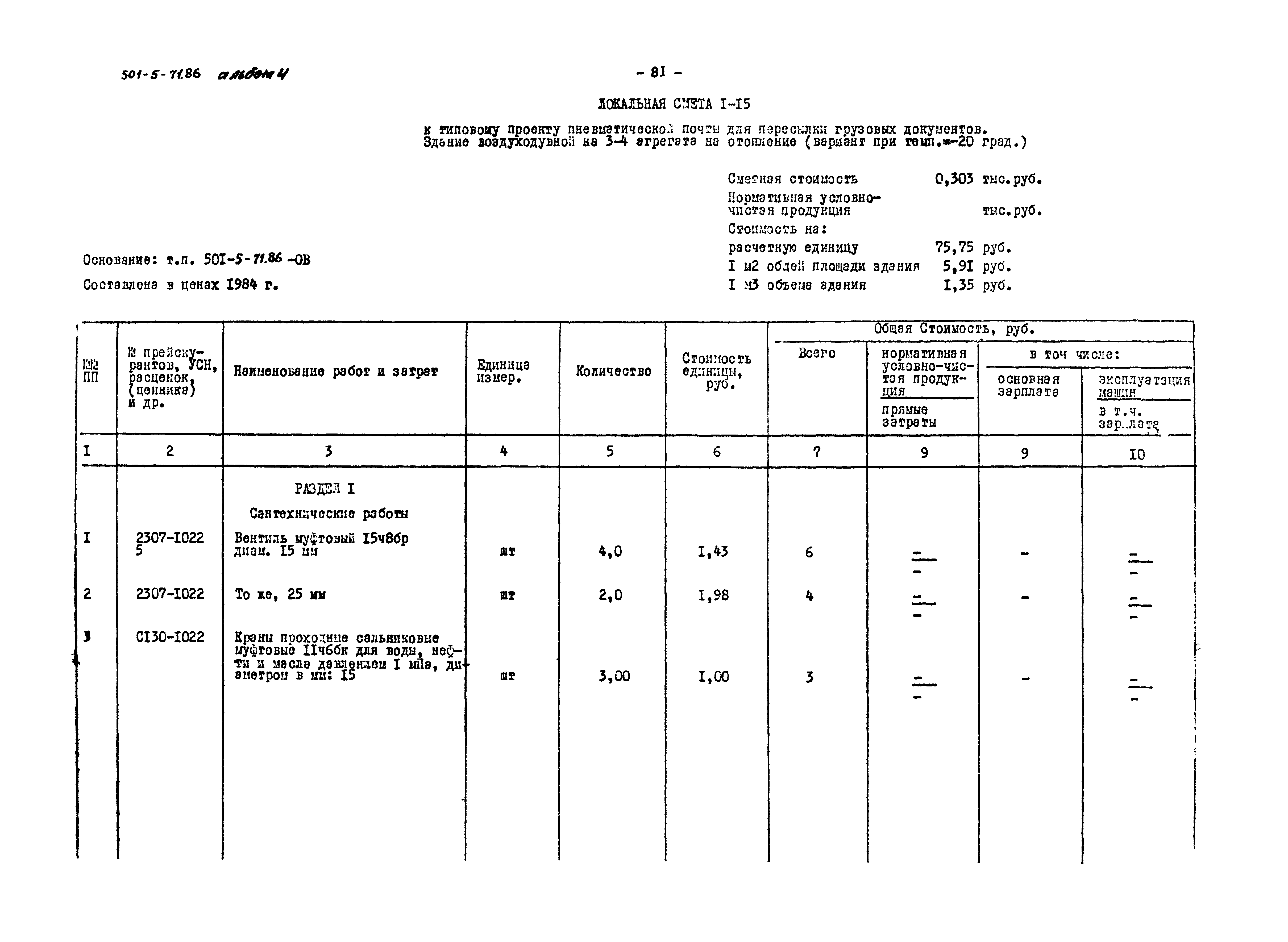 Типовой проект 501-5-71.86