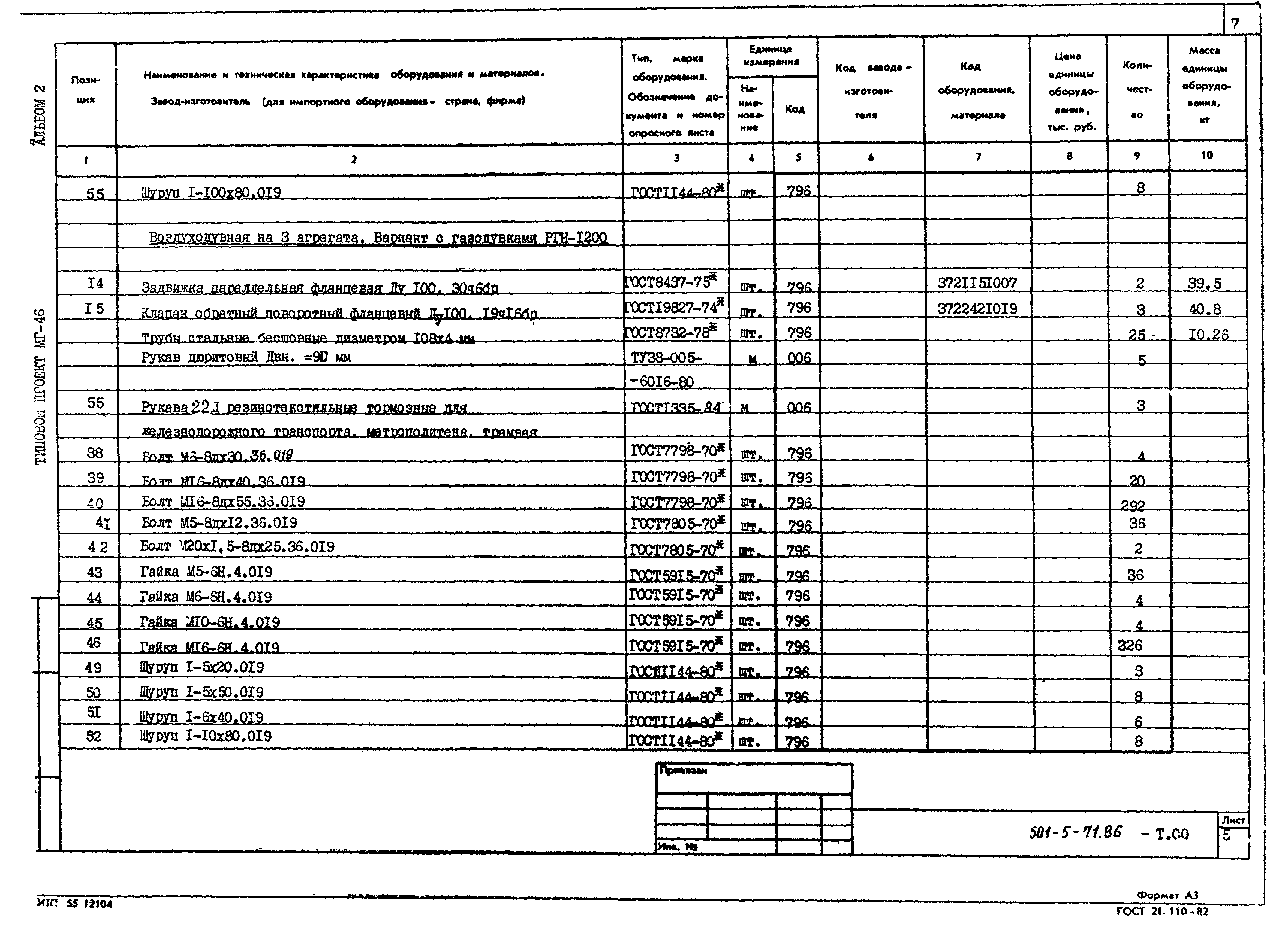 Типовой проект 501-5-71.86