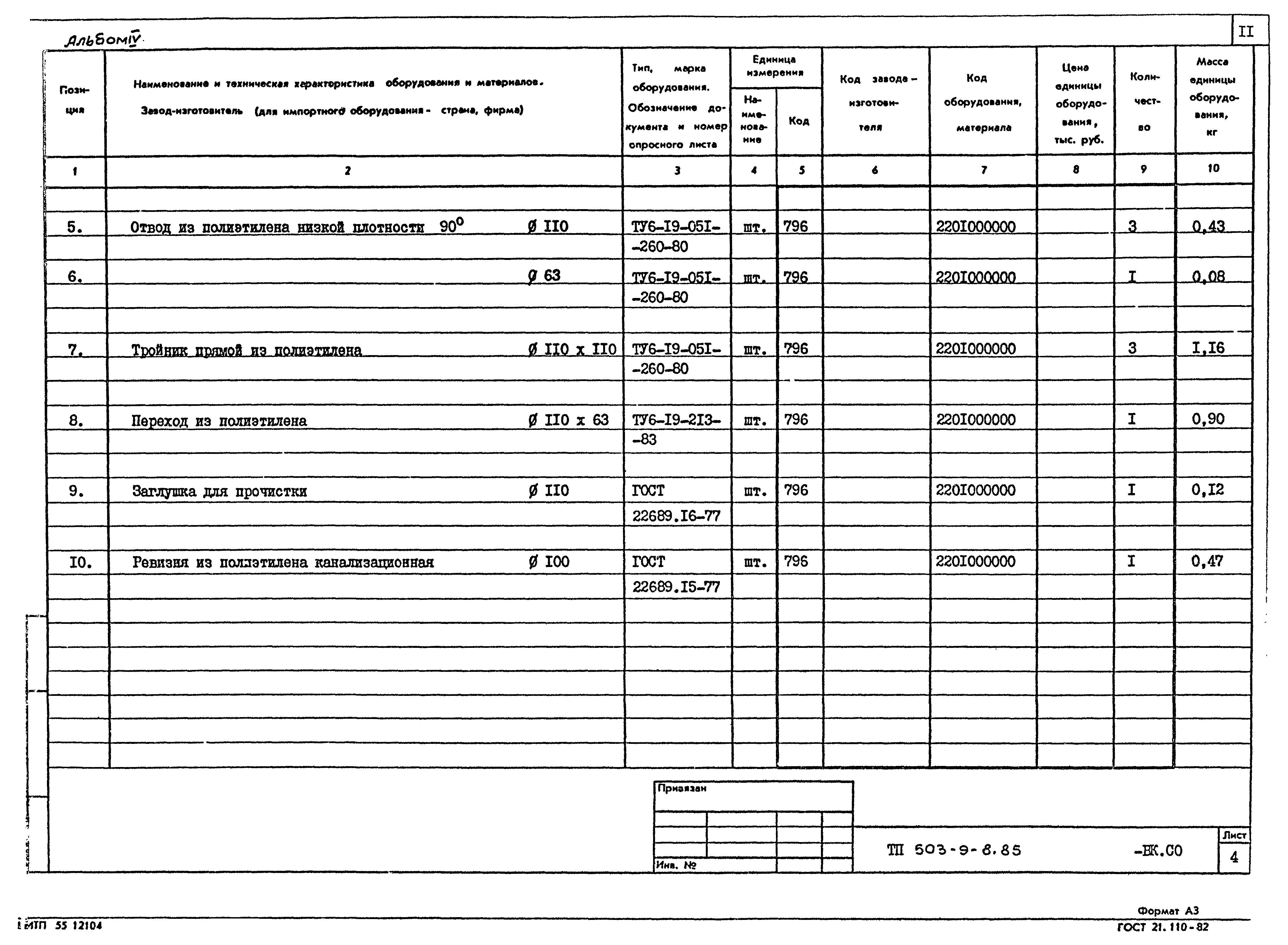 Типовой проект 503-9-8.85