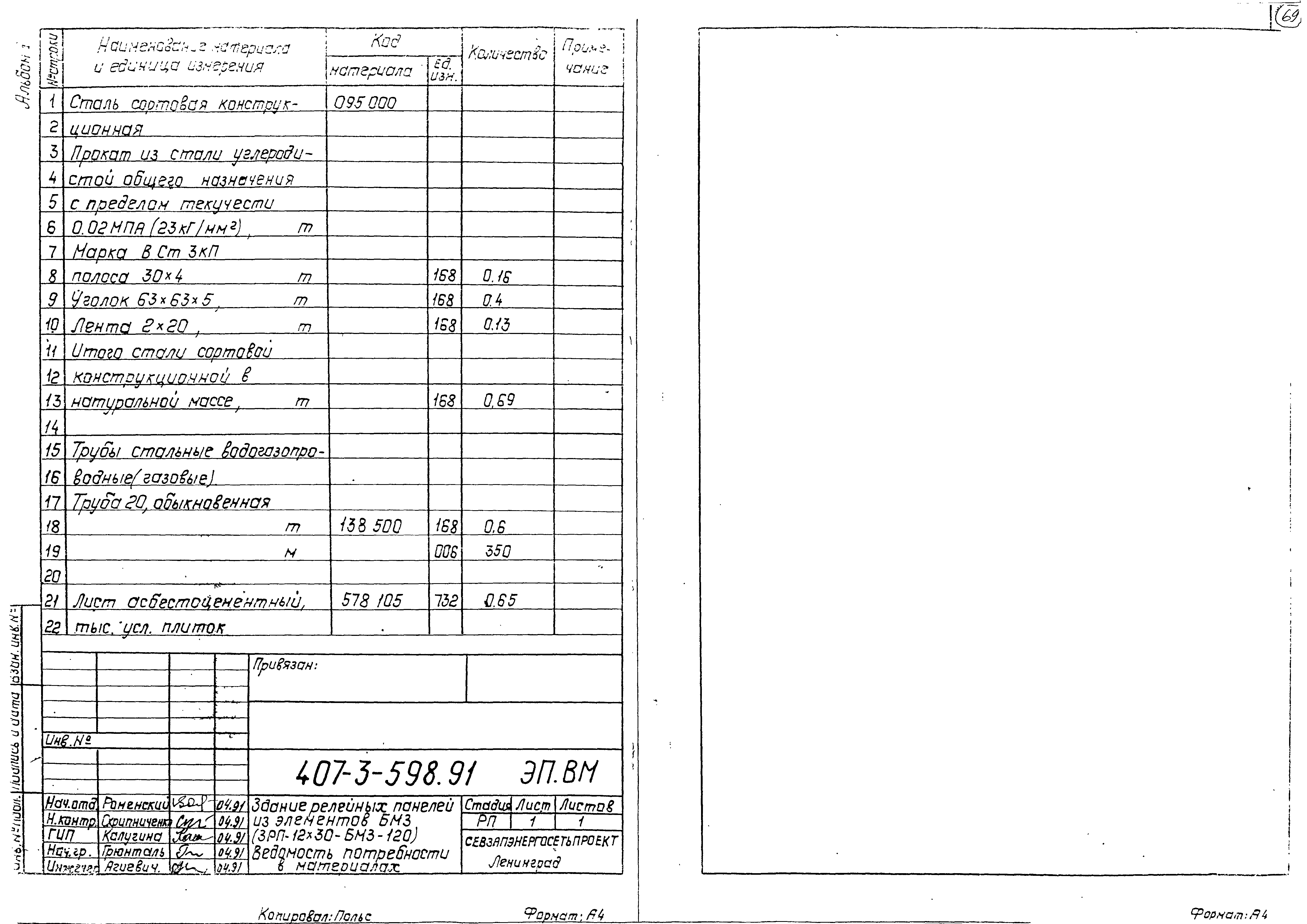 Типовой проект 407-3-598.91