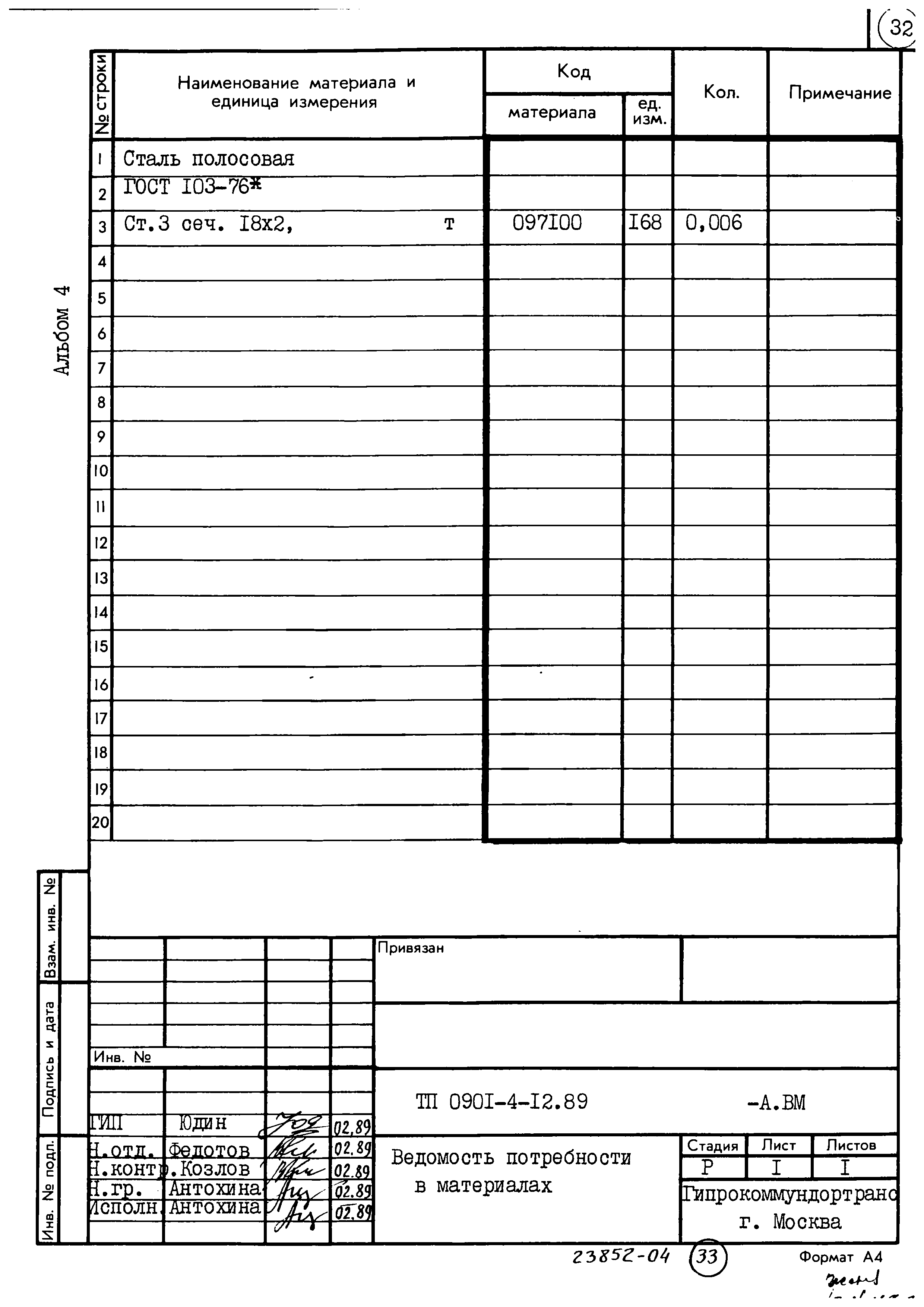 Типовой проект 0901-4-12.89