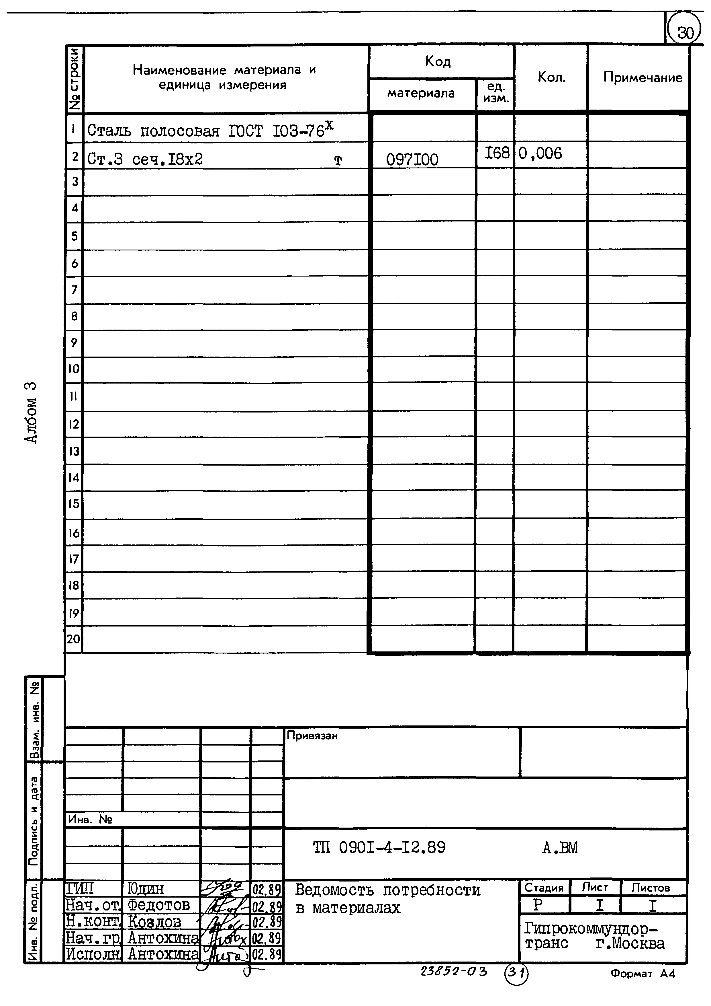 Типовой проект 0901-4-12.89