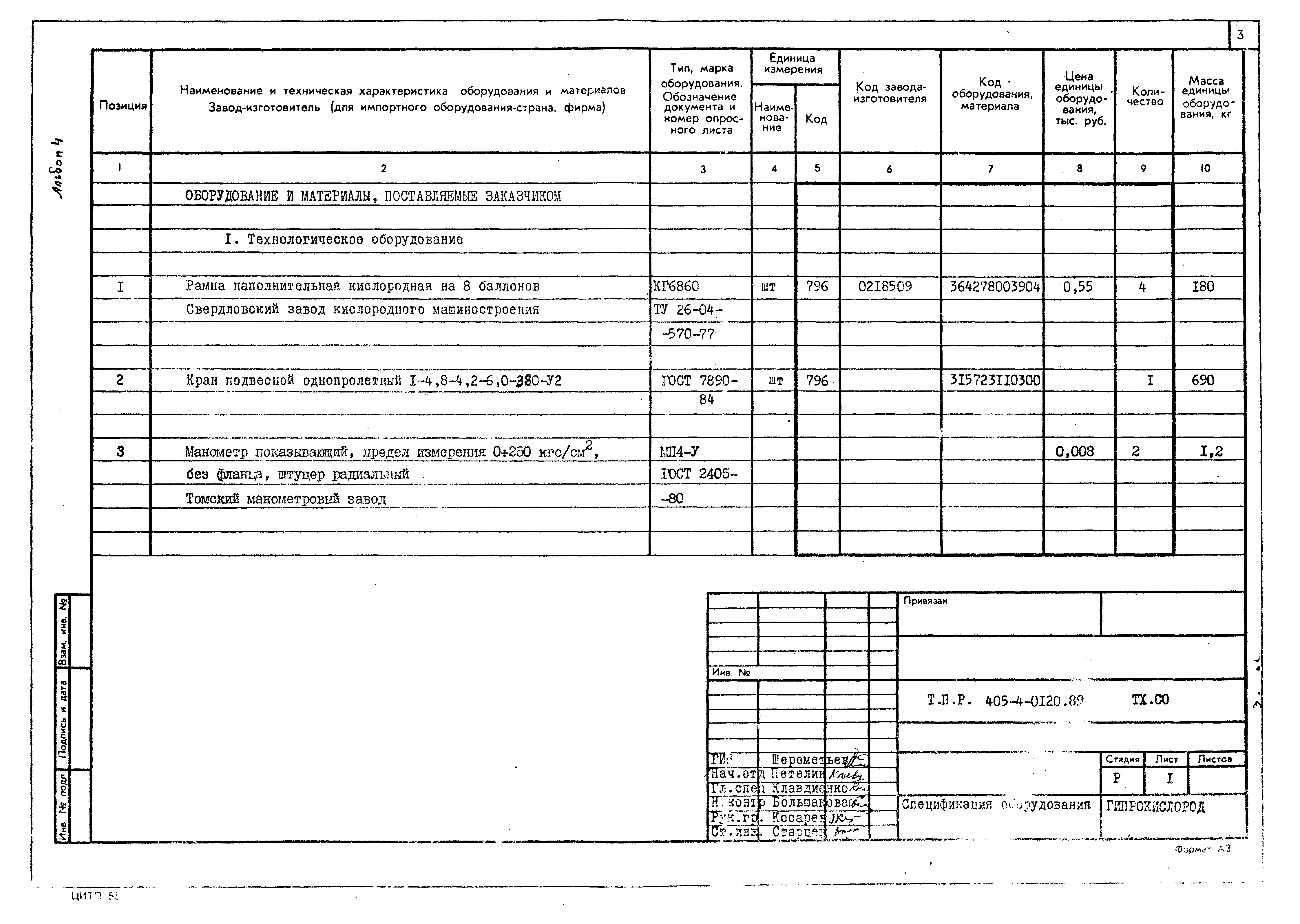 Типовые проектные решения 405-4-0120.89