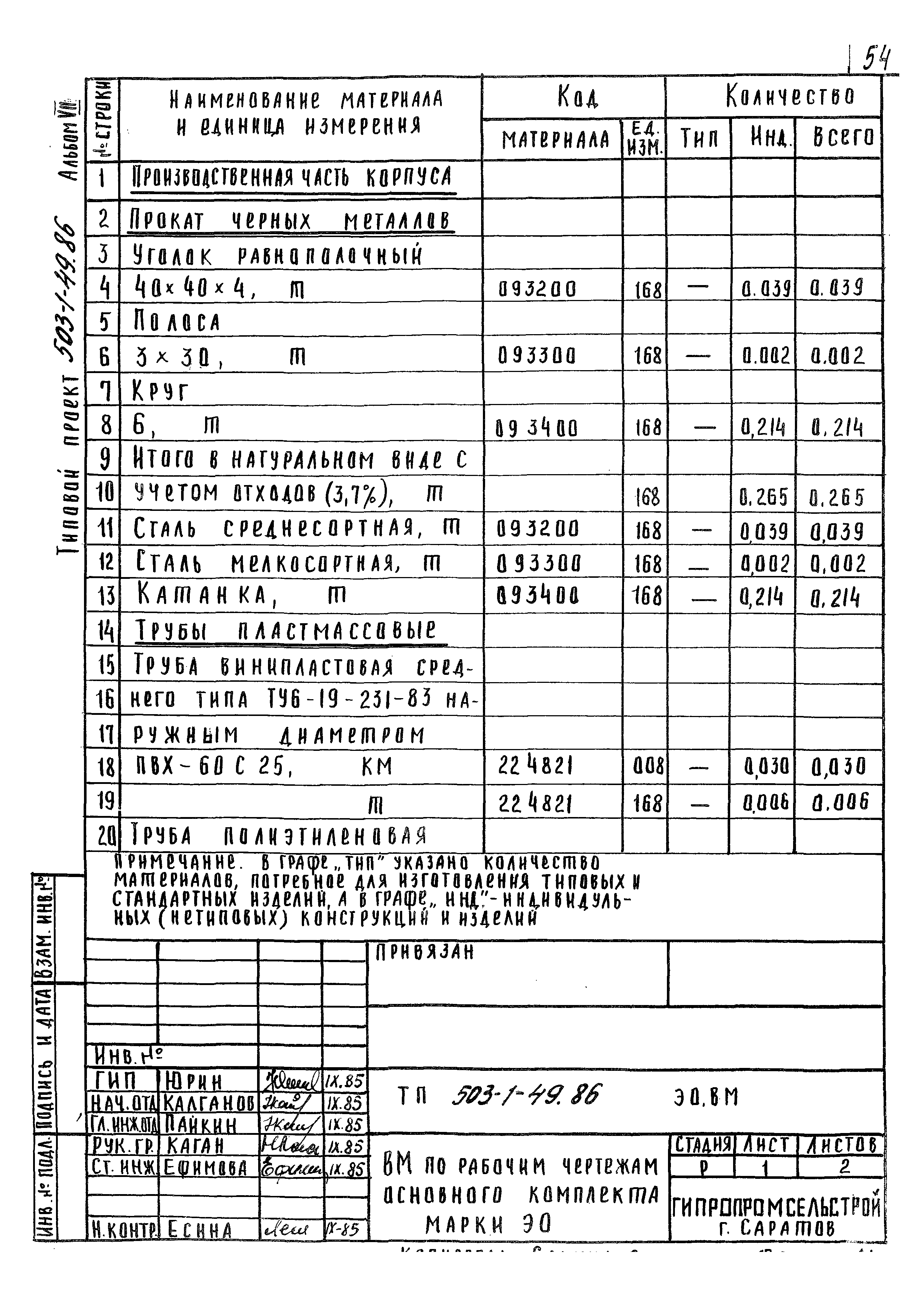 Типовой проект 503-1-49.86