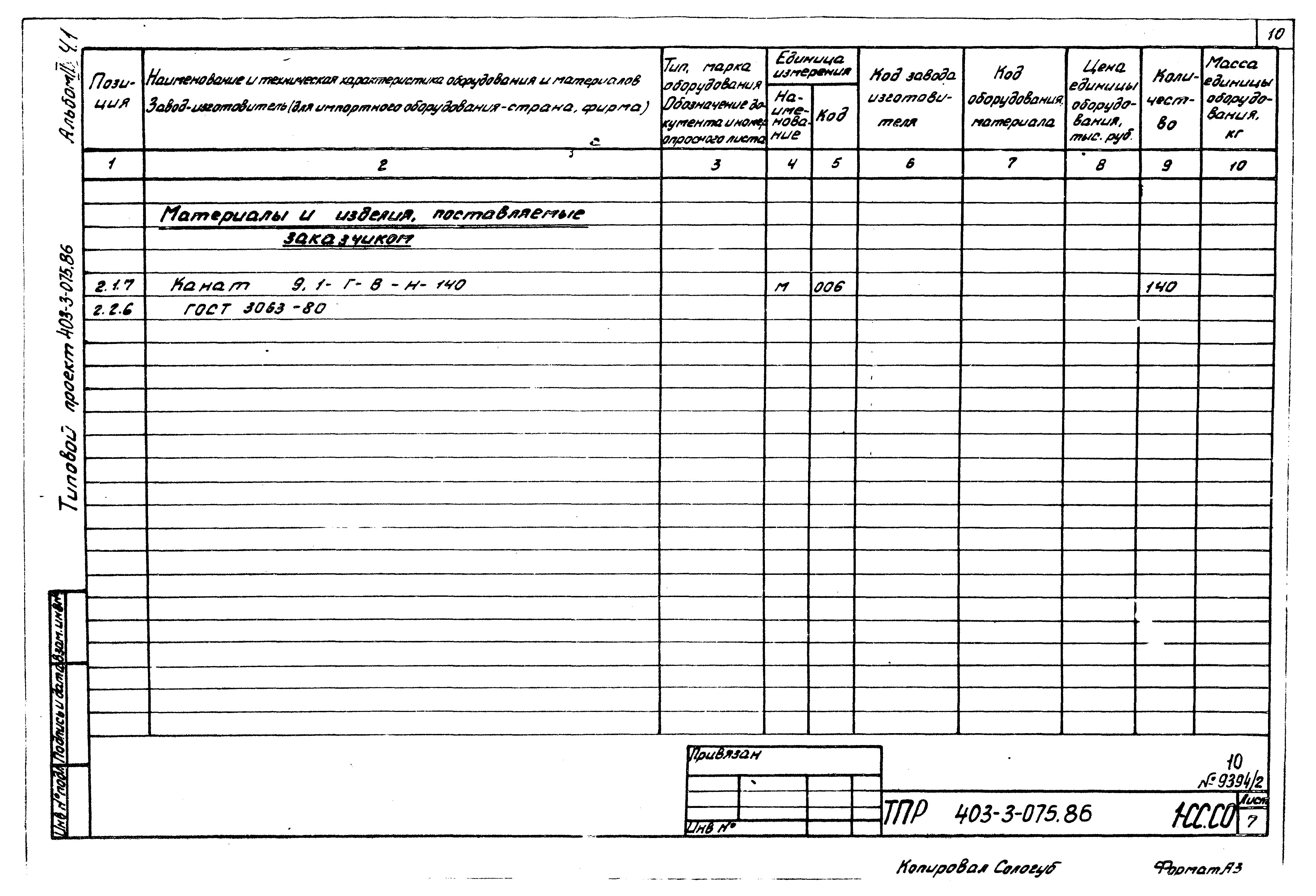 Типовые проектные решения 403-3-075.86