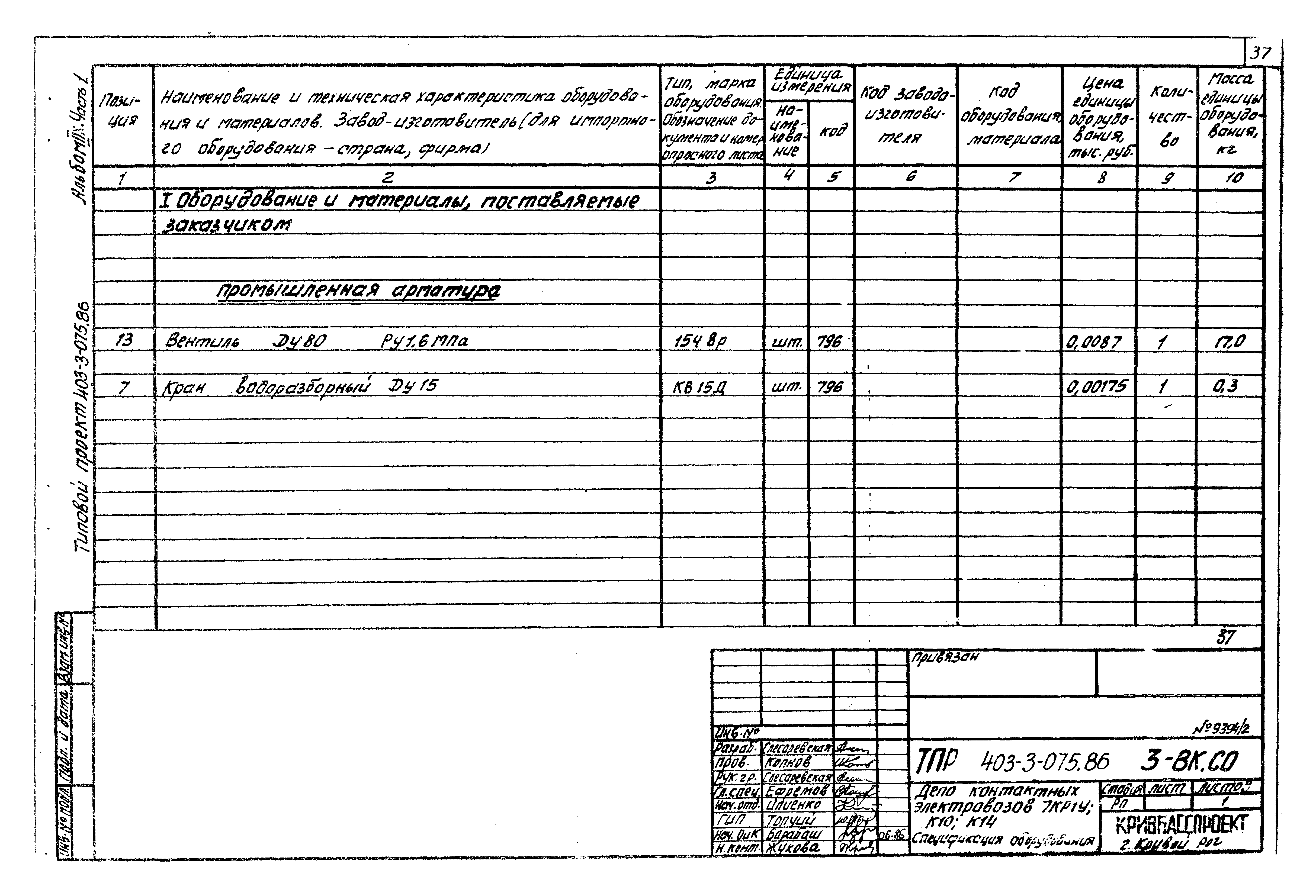 Типовые проектные решения 403-3-075.86