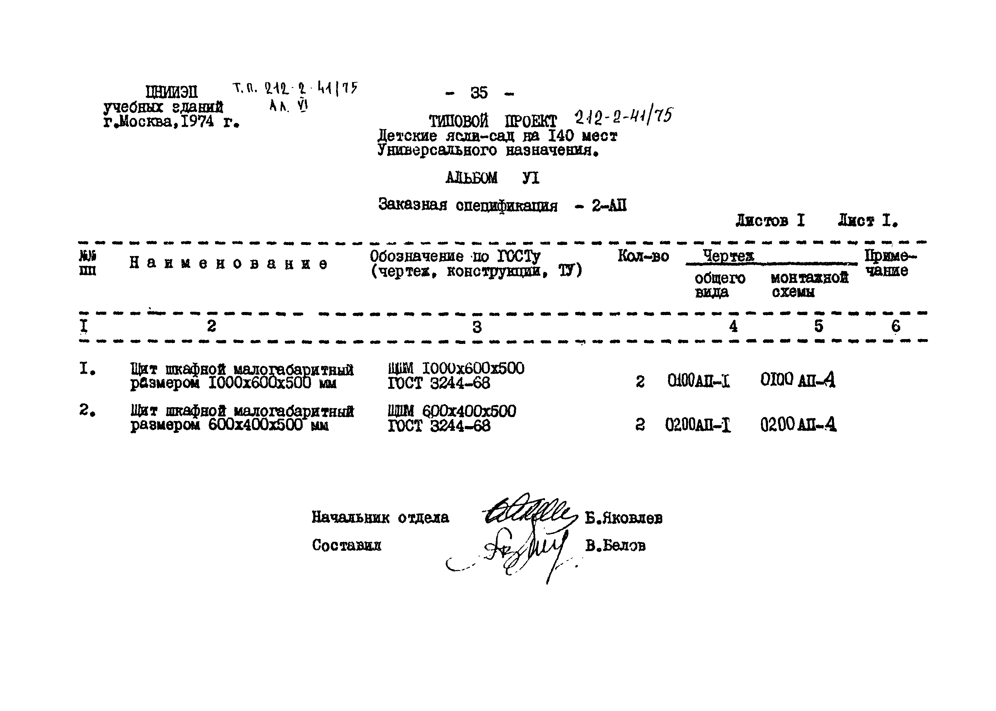 Типовой проект 212-2-41/75
