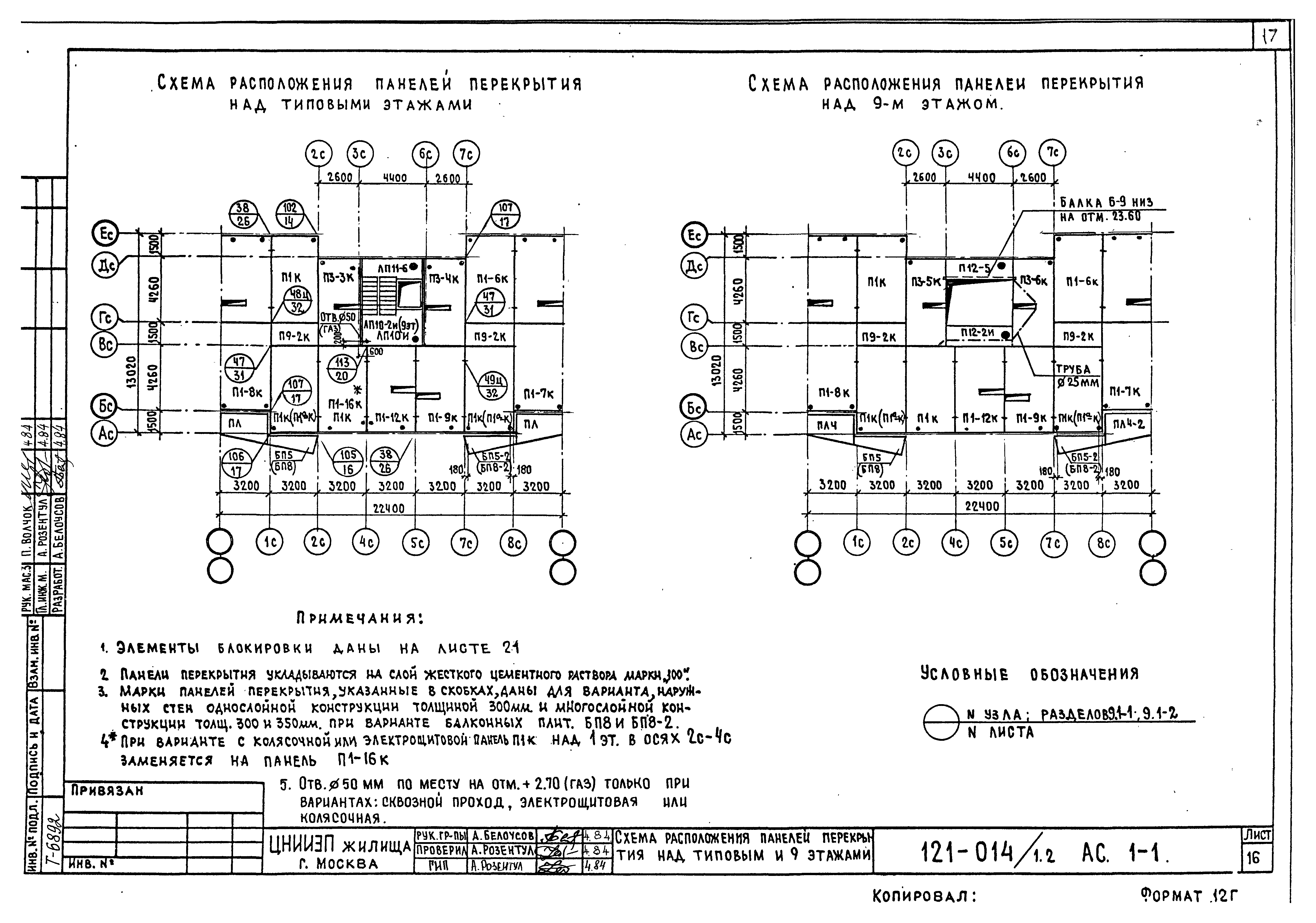 Скачать Типовой проект 121-014/1.2 АС.1-1. Архитектурно-строительные  чертежи выше отм. 0.00