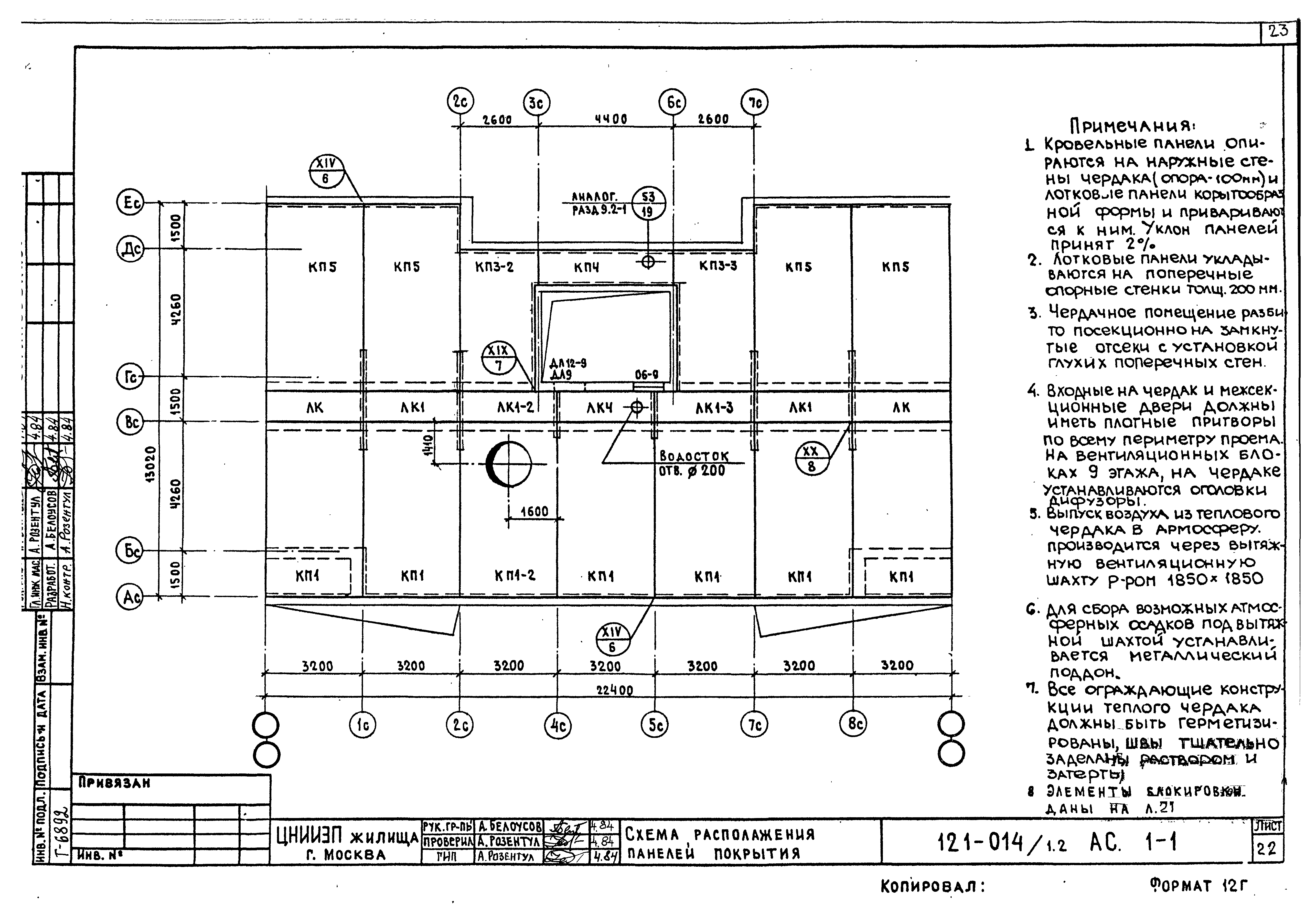 Скачать Типовой проект 121-014/1.2 АС.1-1. Архитектурно-строительные  чертежи выше отм. 0.00