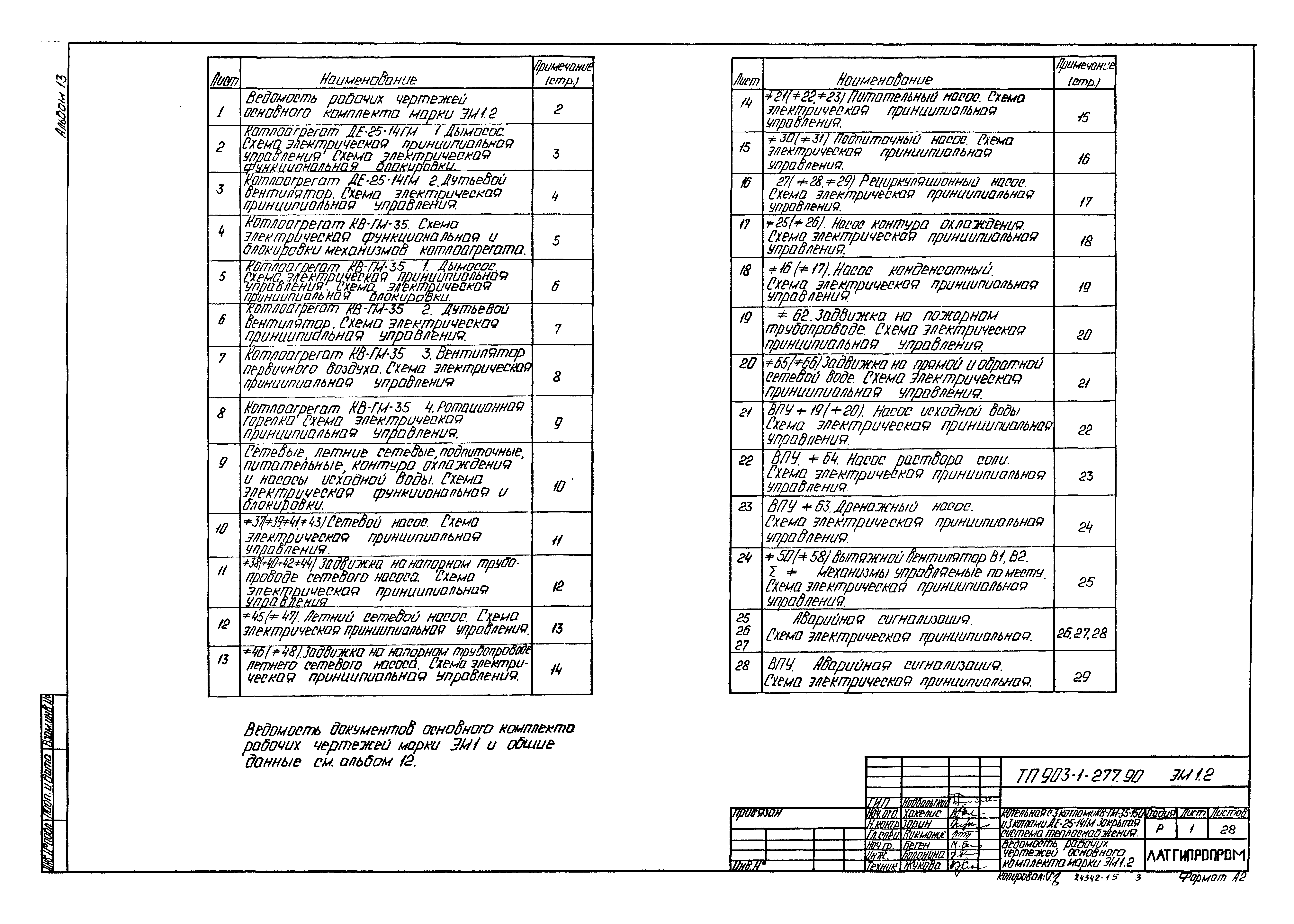 Скачать Типовой проект 903-1-277.90 Альбом 13. Схемы электрические  принципиальные управления