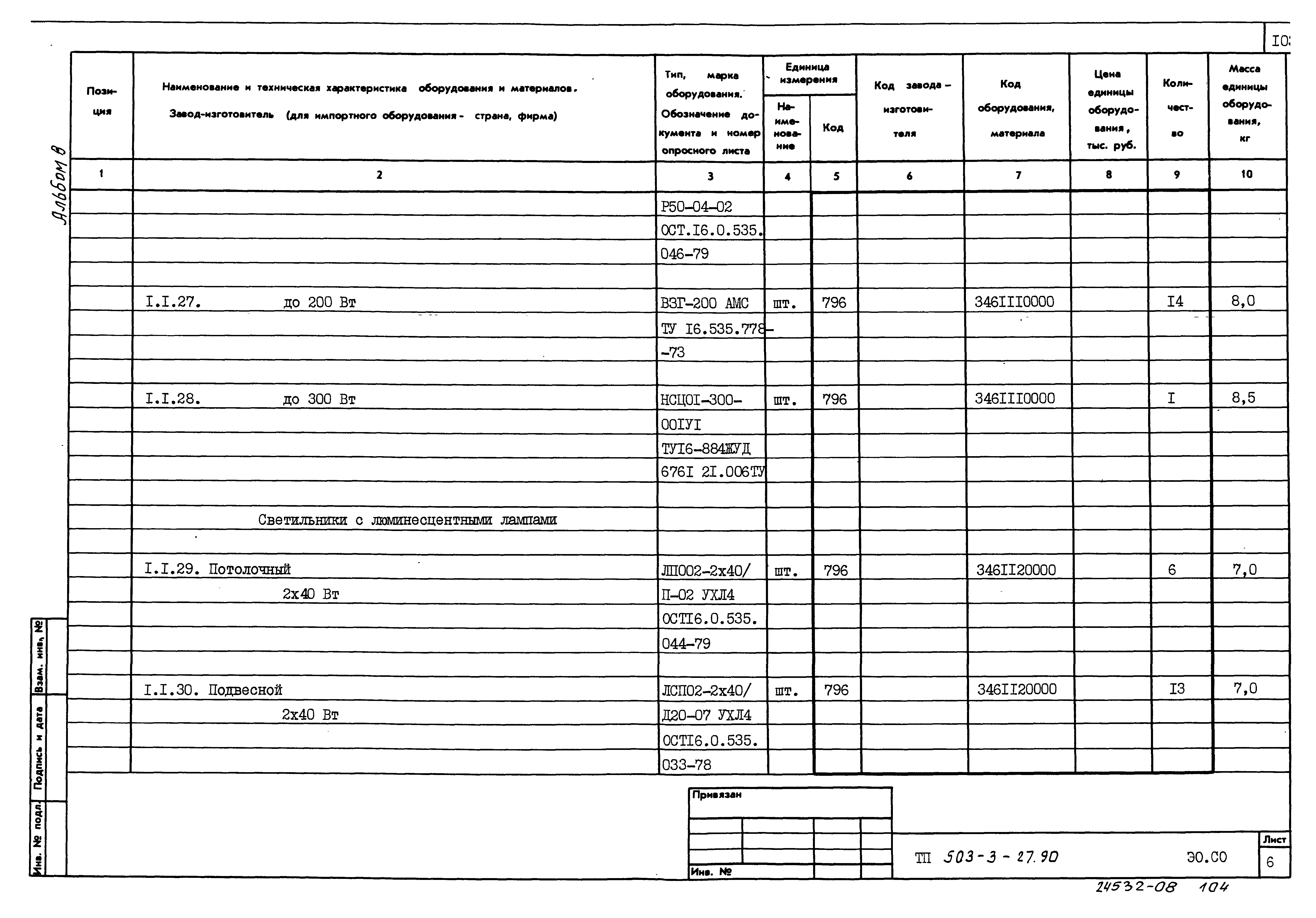 Типовой проект 503-3-27.90