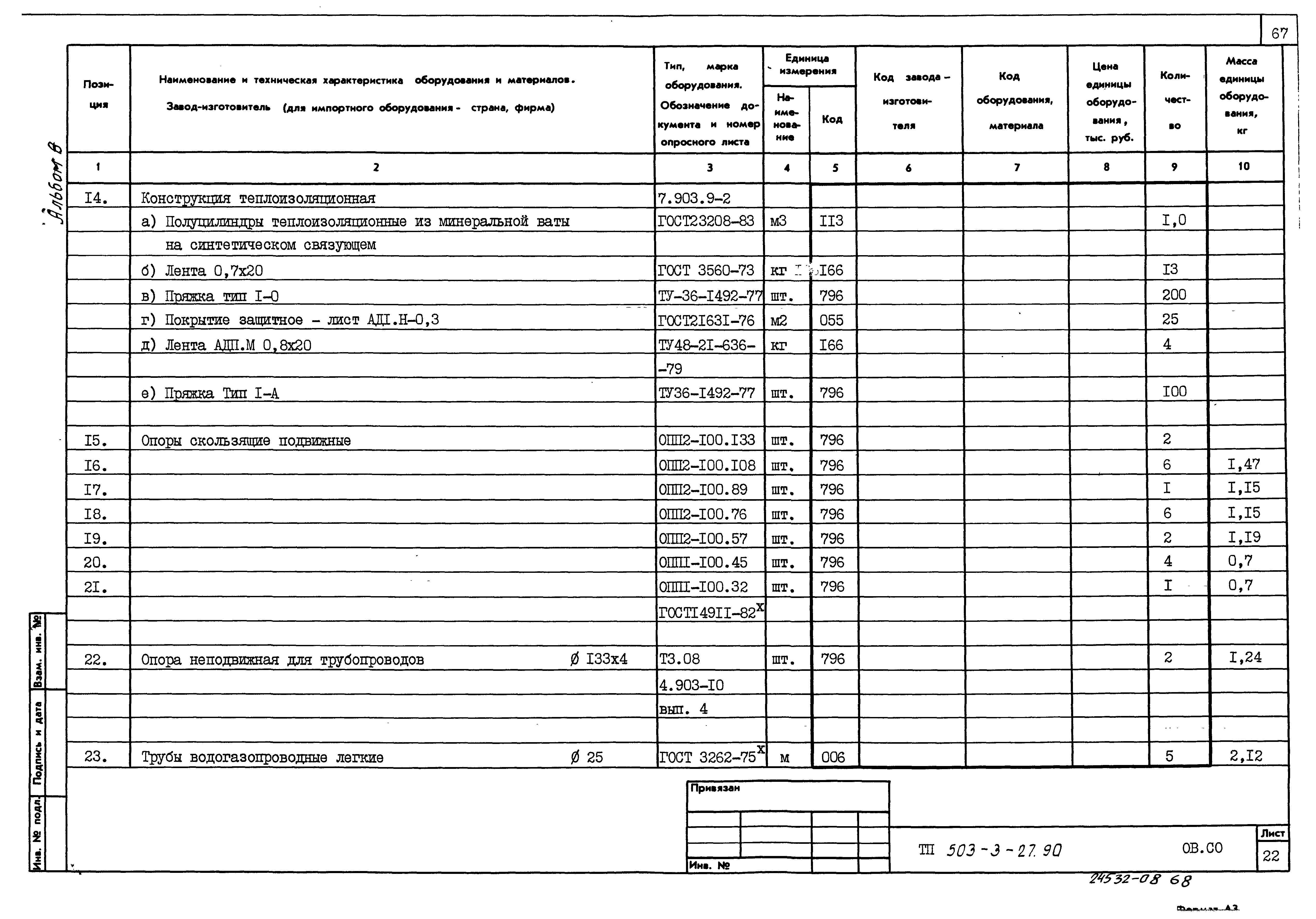 Типовой проект 503-3-27.90